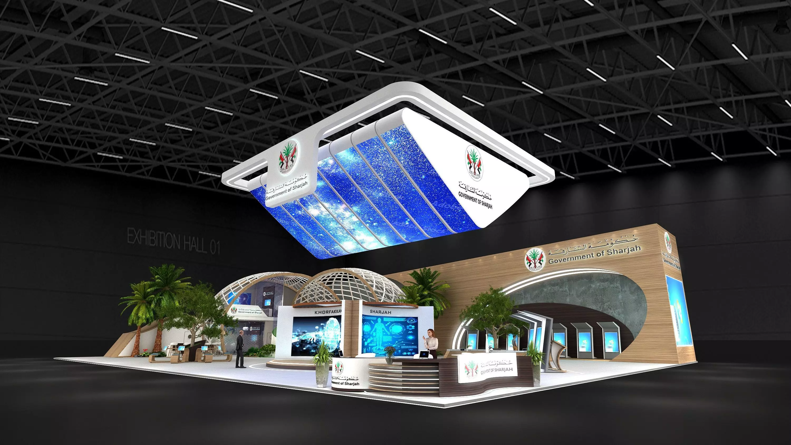 26x36m Exhibition stand 3 side open 3D model_0
