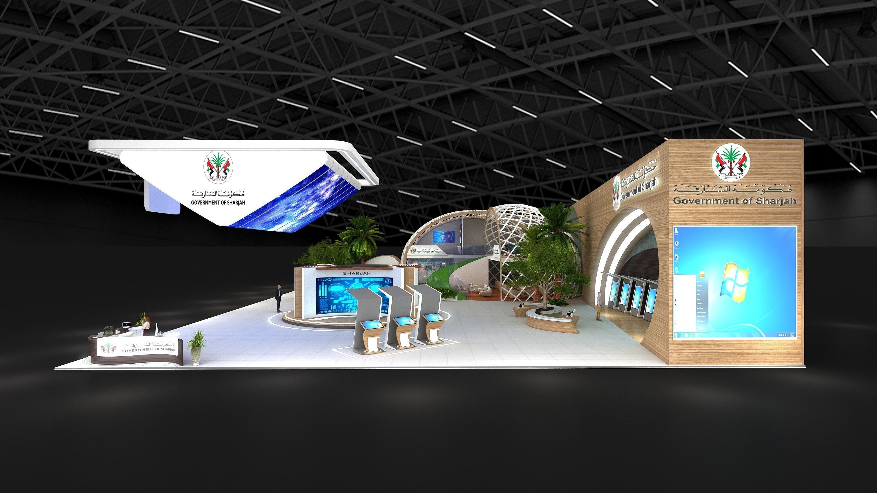 26x36m Exhibition stand 3 side open 3D model_3