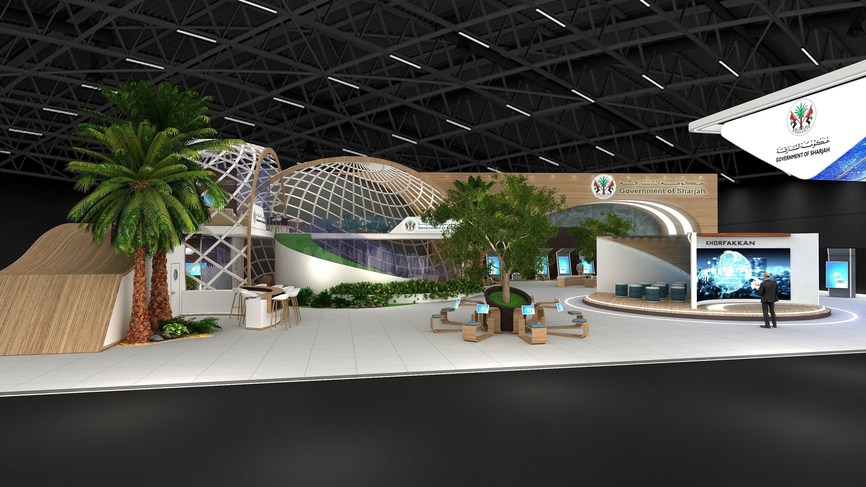26x36m Exhibition stand 3 side open 3D model_2