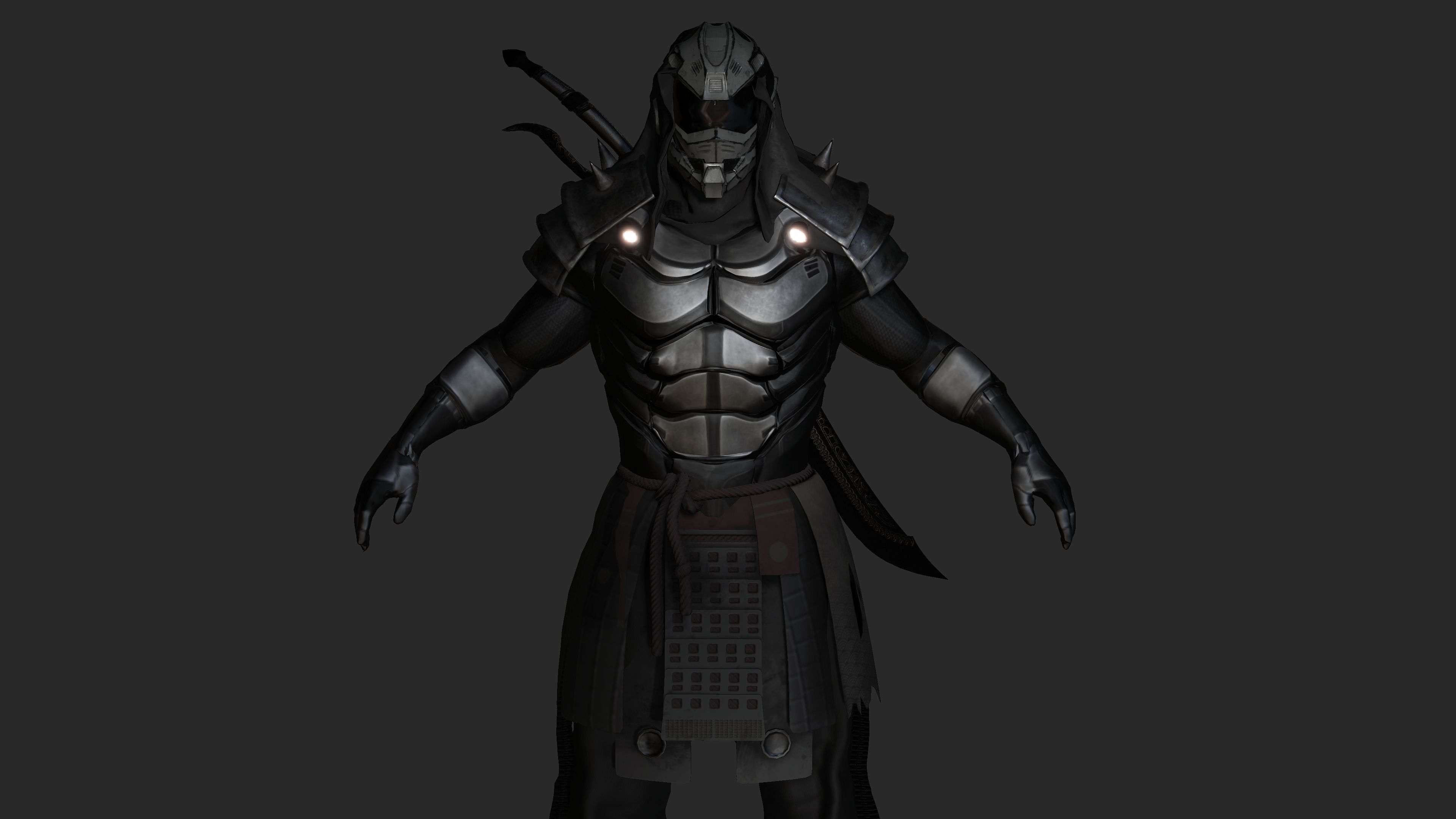 AAA 3D REALISTIC ROBOTIC CHARACTER - JAPANESE CYBORG ASSASSIN 01 Low-poly 3D model_3