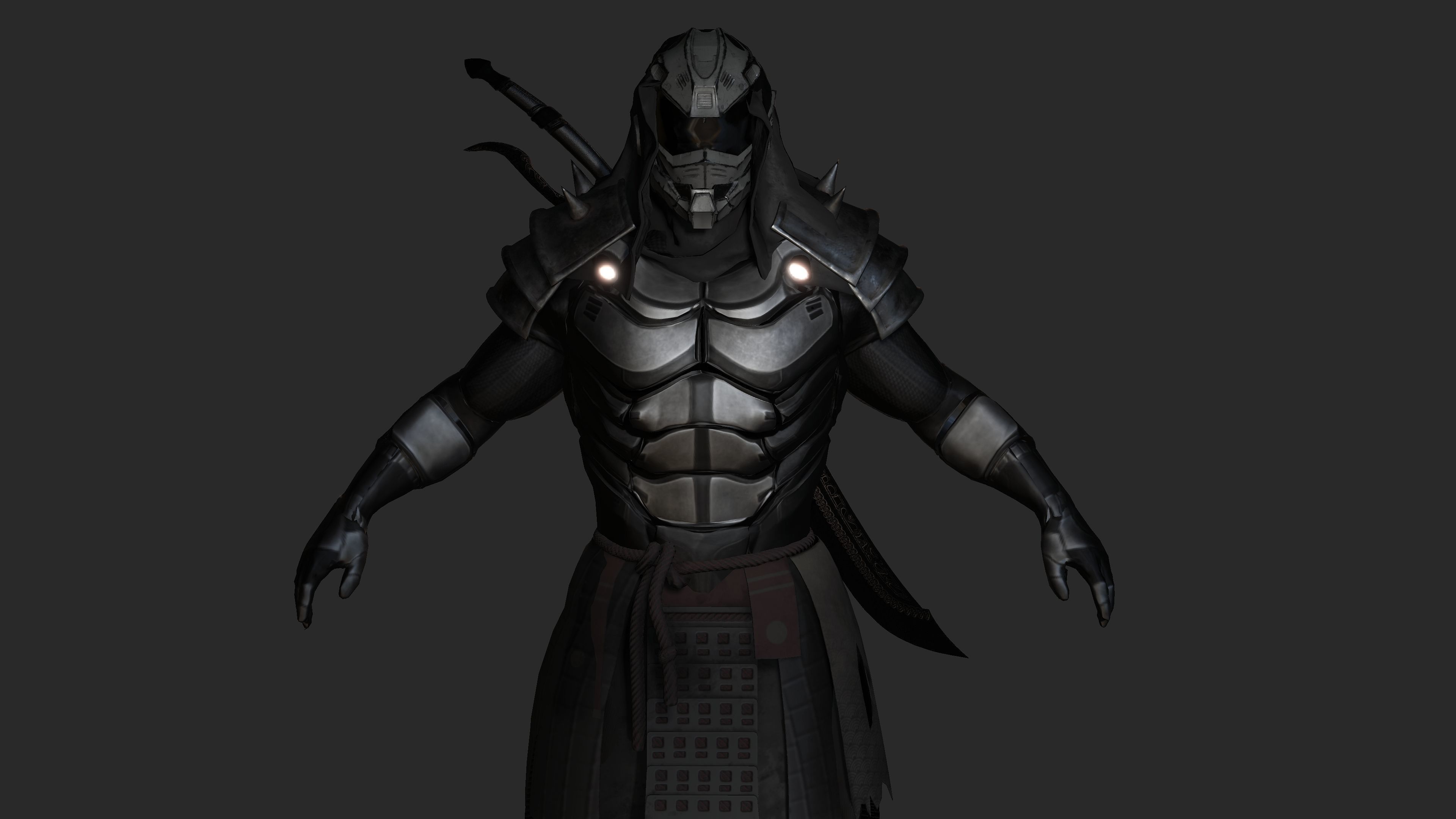 AAA 3D REALISTIC ROBOTIC CHARACTER - JAPANESE CYBORG ASSASSIN 01 Low-poly 3D model_4