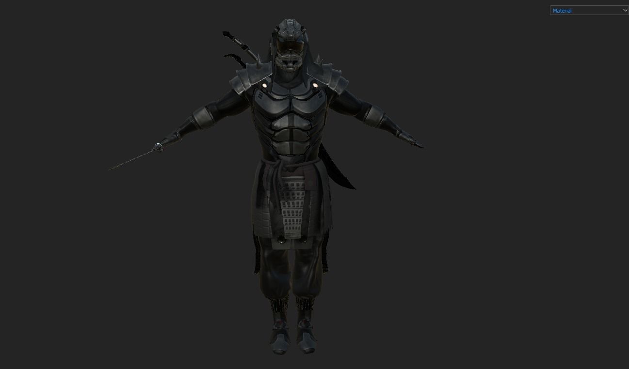 AAA 3D REALISTIC ROBOTIC CHARACTER - JAPANESE CYBORG ASSASSIN 01 Low-poly 3D model_16