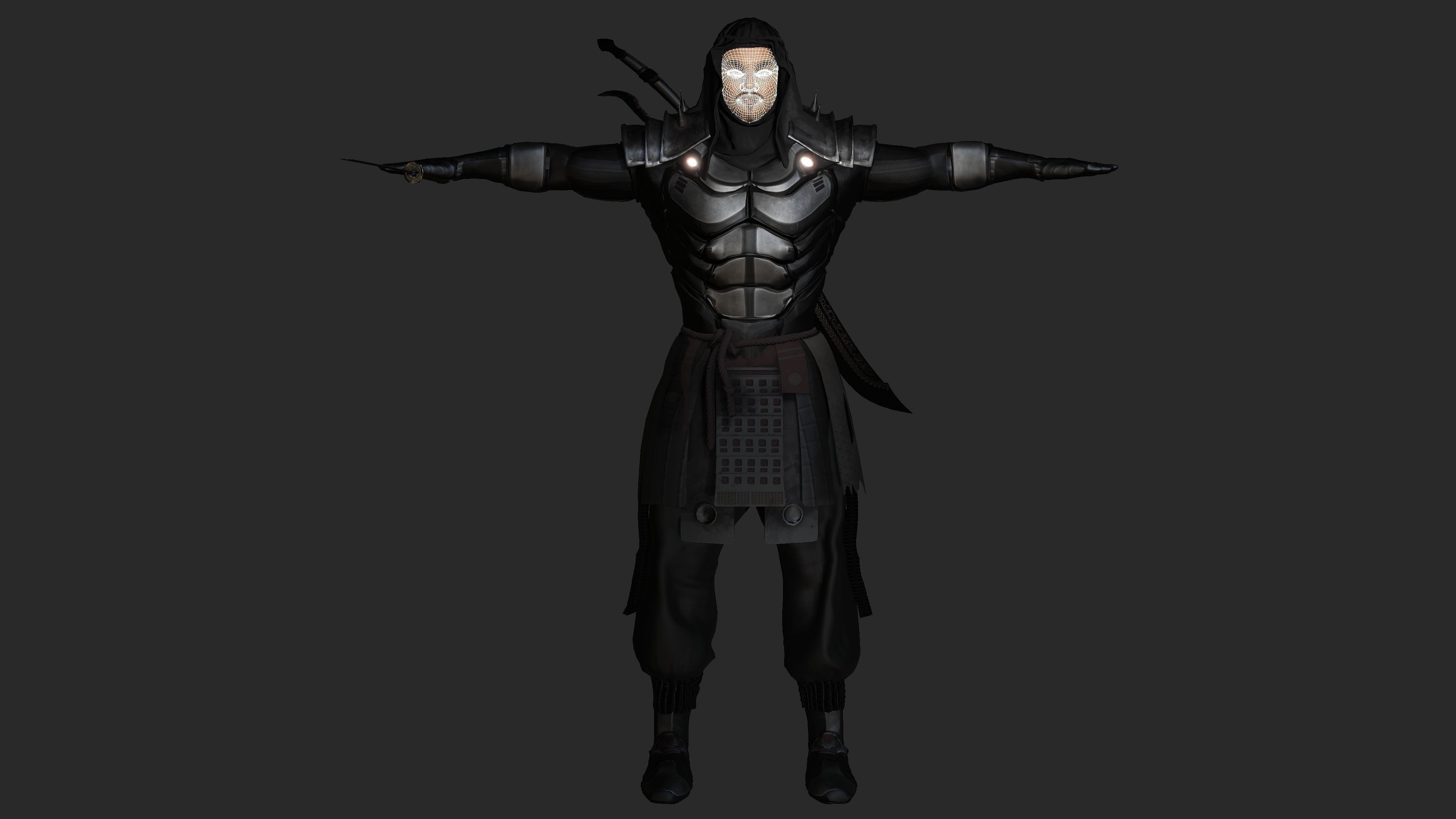 AAA 3D REALISTIC ROBOTIC CHARACTER - JAPANESE CYBORG ASSASSIN 01 Low-poly 3D model_14