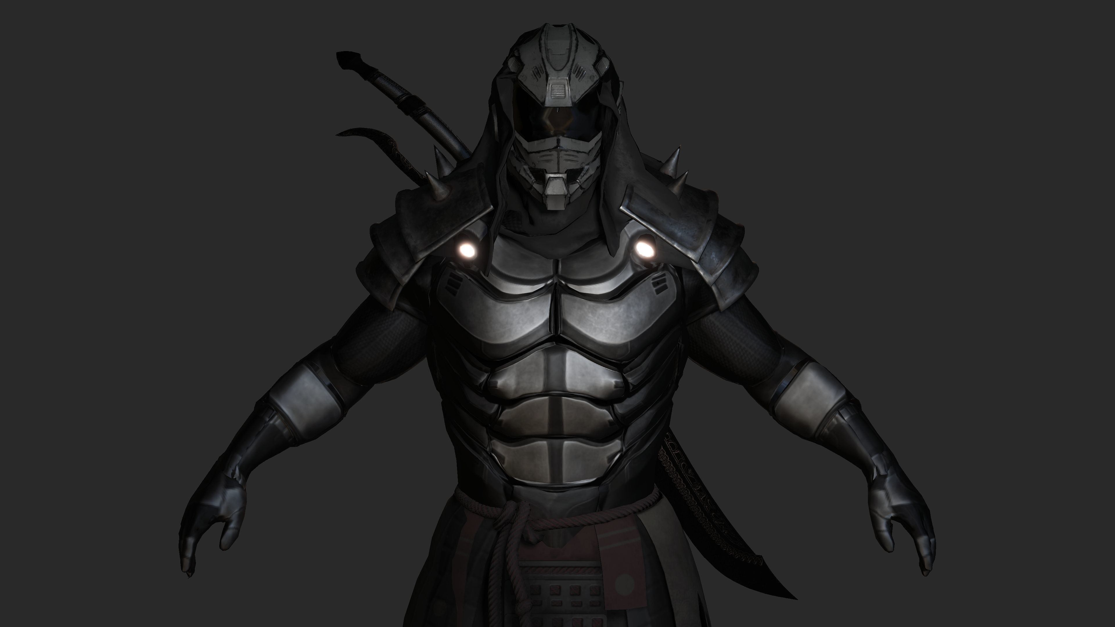 AAA 3D REALISTIC ROBOTIC CHARACTER - JAPANESE CYBORG ASSASSIN 01 Low-poly 3D model_5