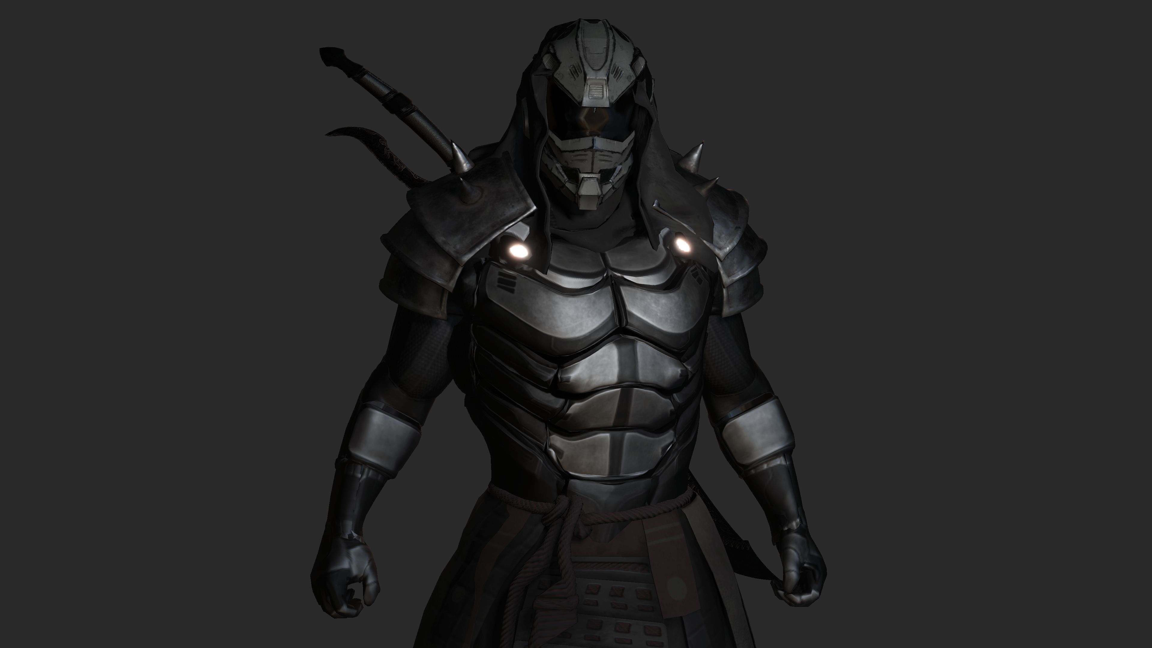 AAA 3D REALISTIC ROBOTIC CHARACTER - JAPANESE CYBORG ASSASSIN 01 Low-poly 3D model_11