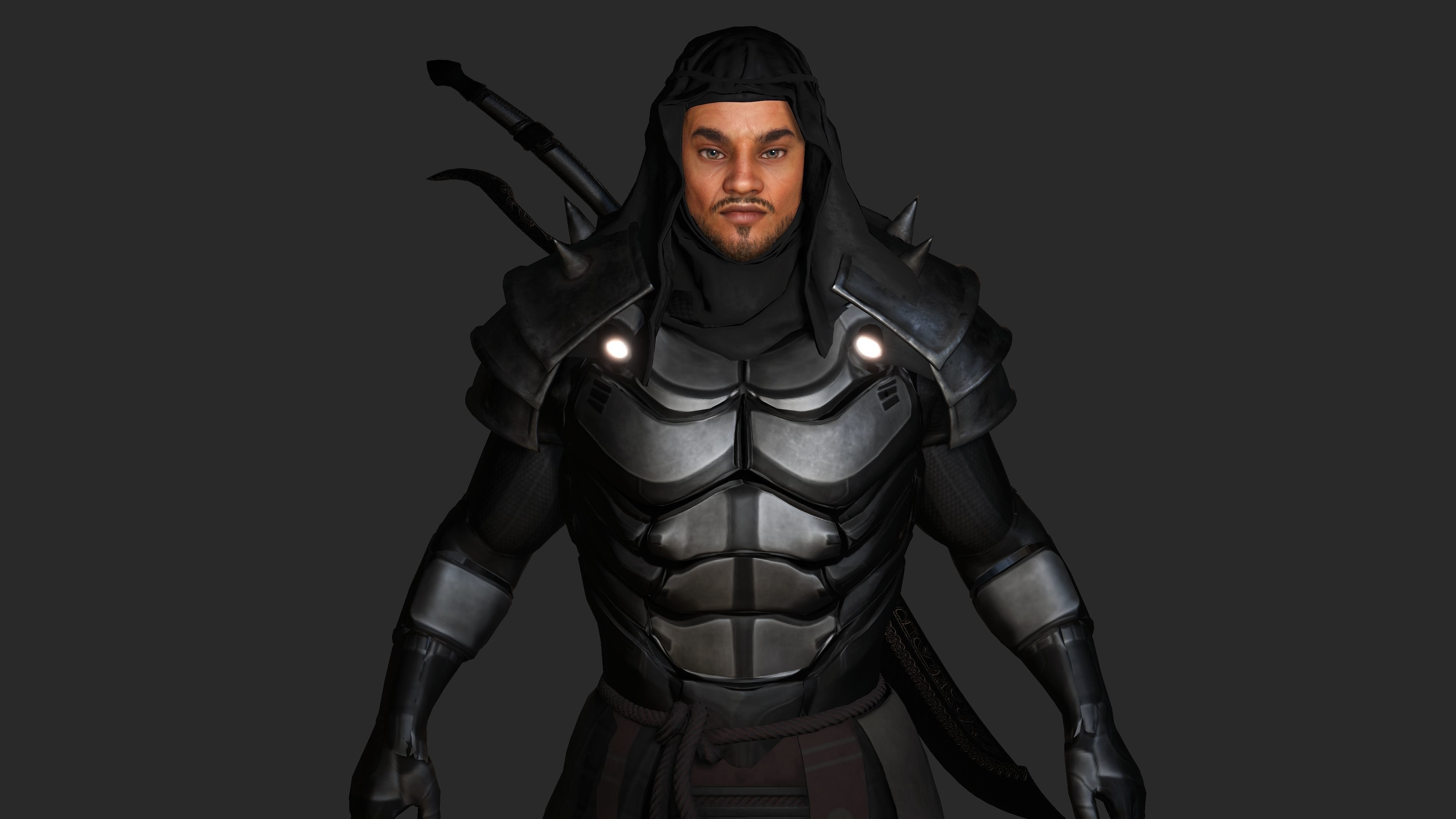 AAA 3D REALISTIC ROBOTIC CHARACTER - JAPANESE CYBORG ASSASSIN 01 Low-poly 3D model_6