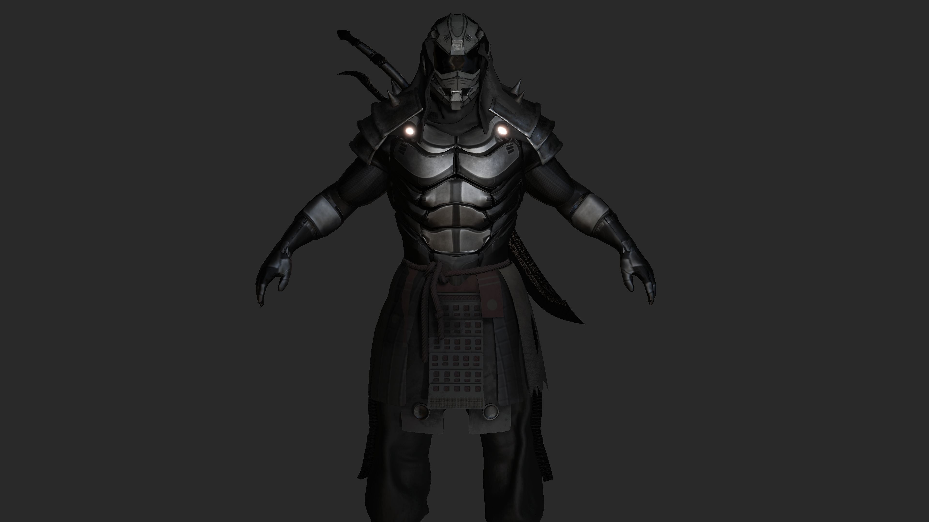 AAA 3D REALISTIC ROBOTIC CHARACTER - JAPANESE CYBORG ASSASSIN 01 Low-poly 3D model_2