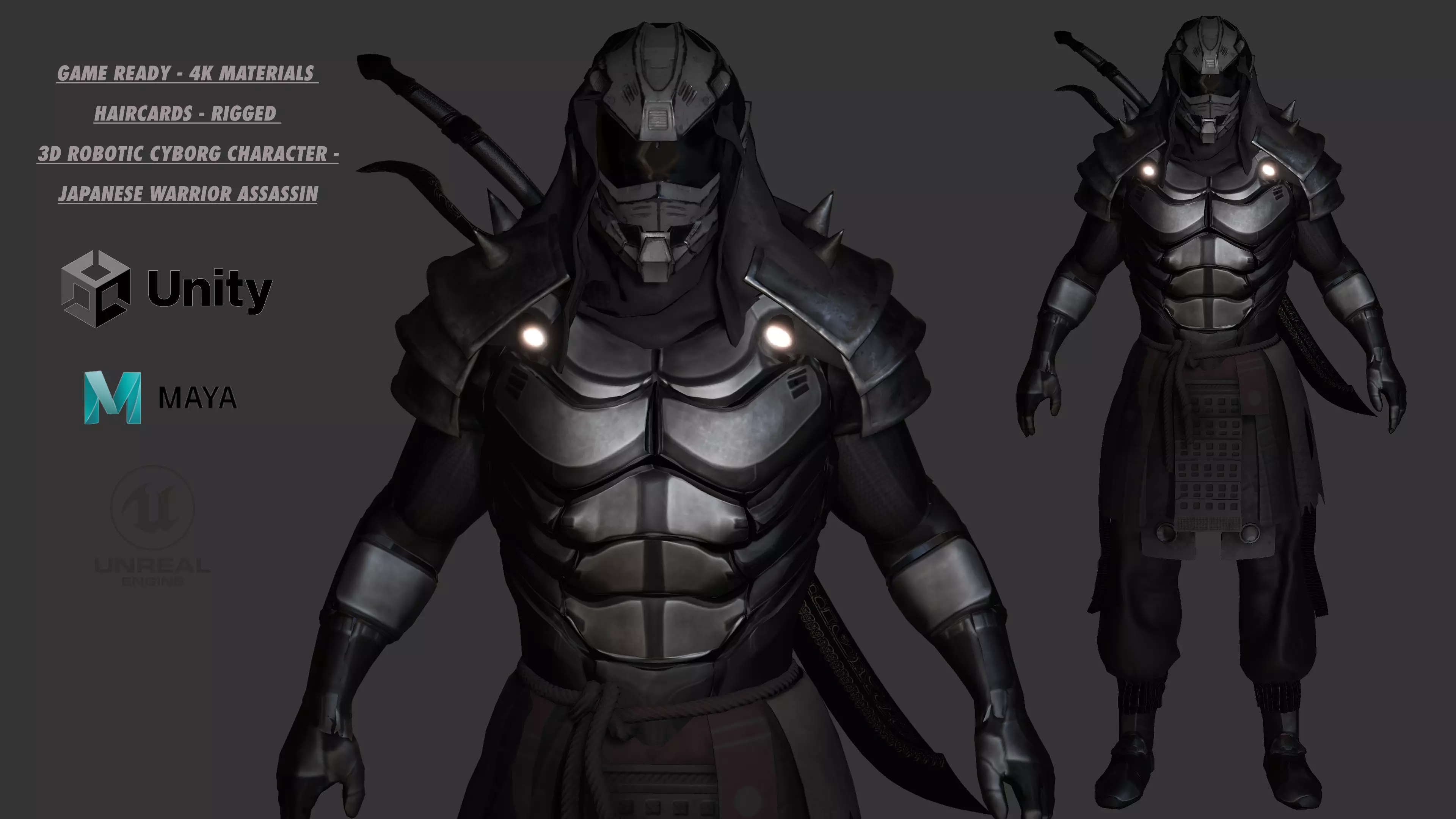 AAA 3D REALISTIC ROBOTIC CHARACTER - JAPANESE CYBORG ASSASSIN 01 Low-poly 3D model_0