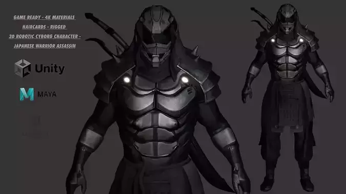 AAA 3D REALISTIC ROBOTIC CHARACTER - JAPANESE CYBORG ASSASSIN 01 Low-poly 3D model