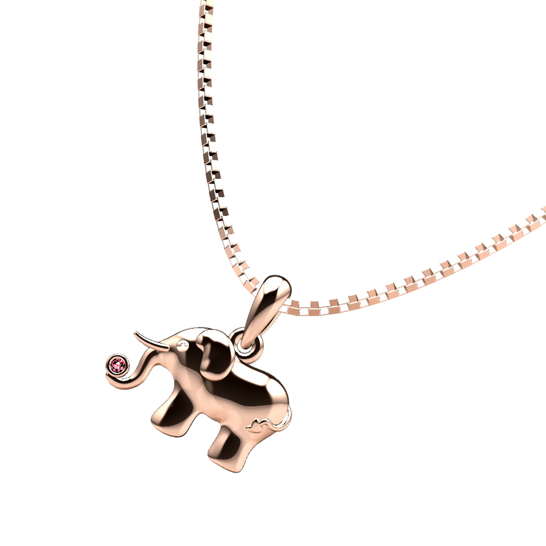 Baby elephant pendant 3D print model_8