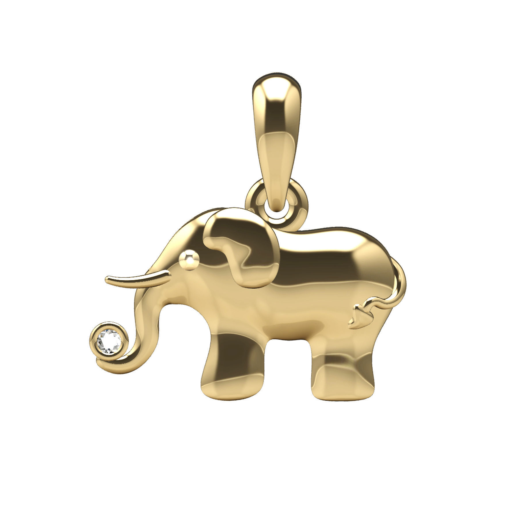 Baby elephant pendant 3D print model_1