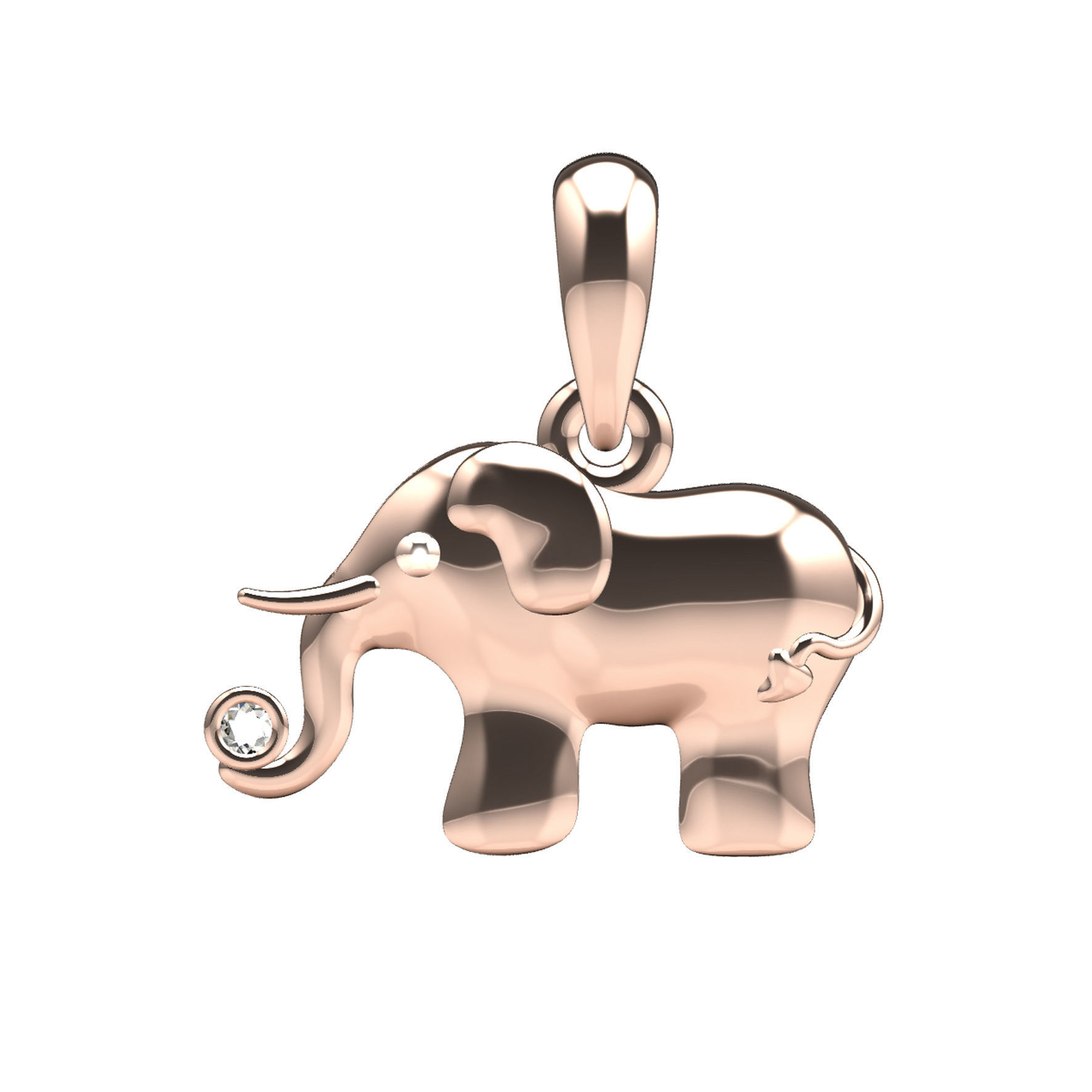 Baby elephant pendant 3D print model_9