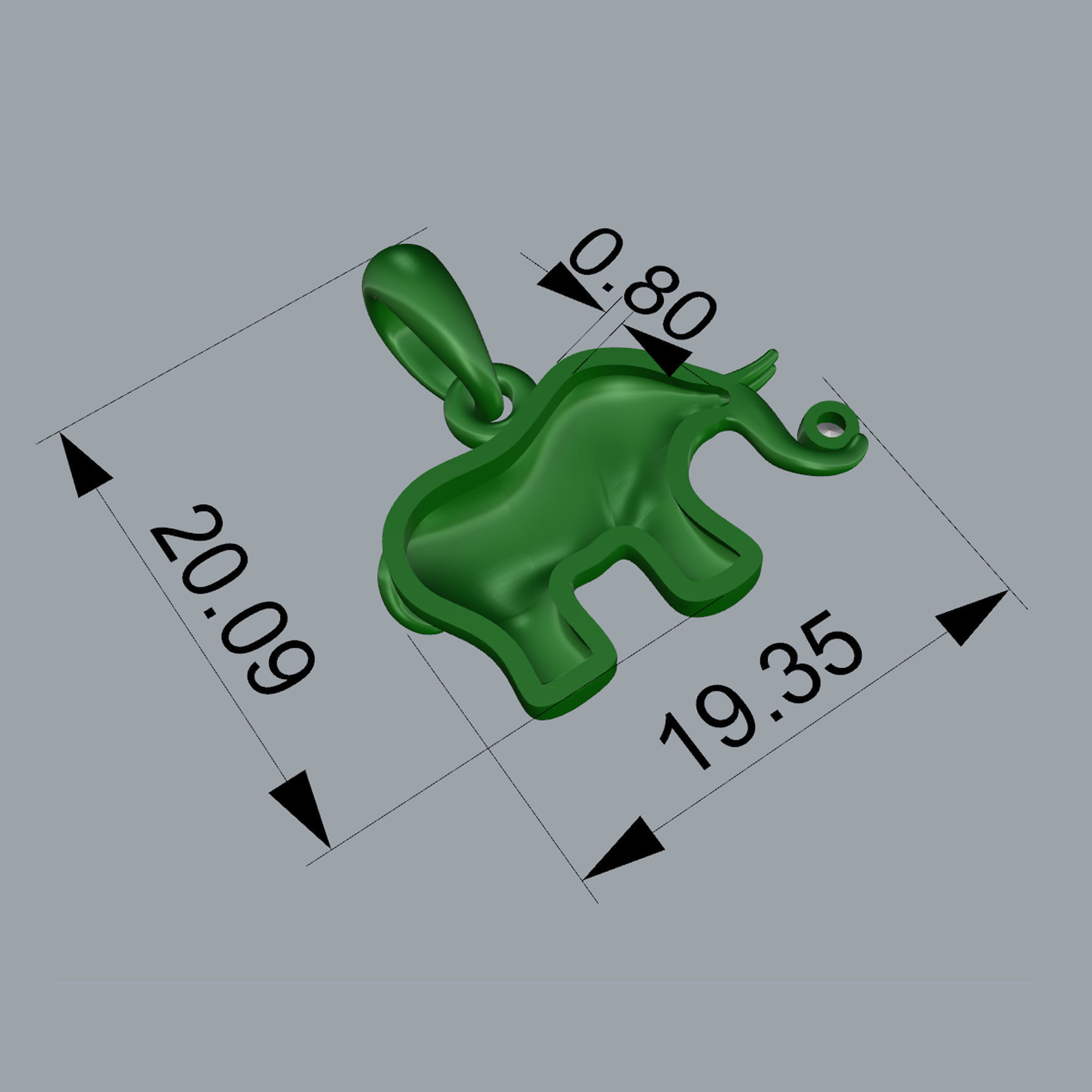 Baby elephant pendant 3D print model_4