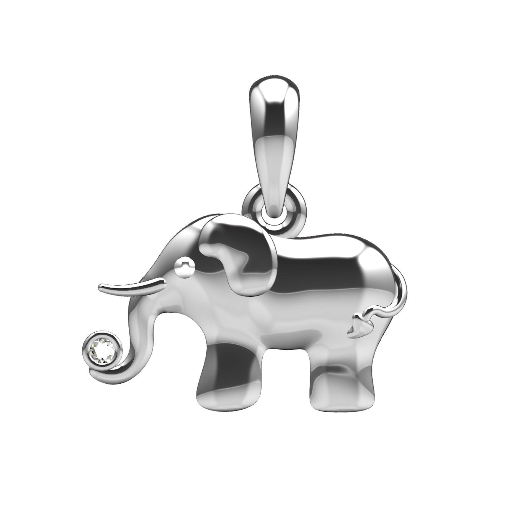 Baby elephant pendant 3D print model_7