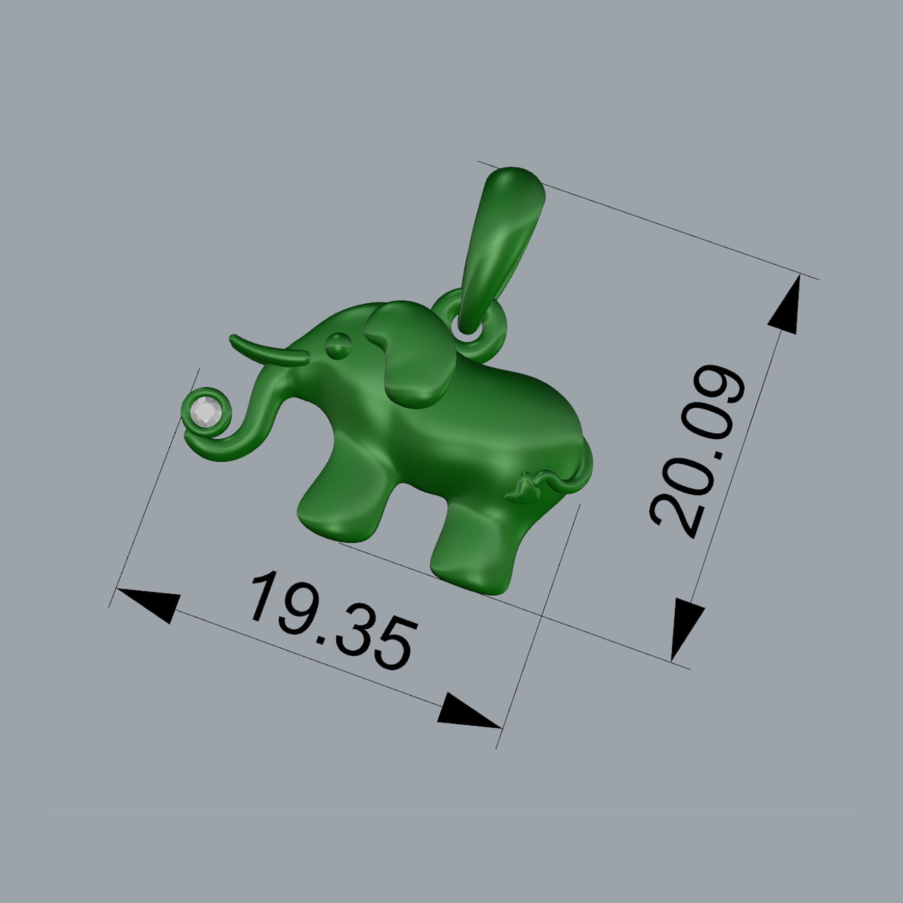Baby elephant pendant 3D print model_3