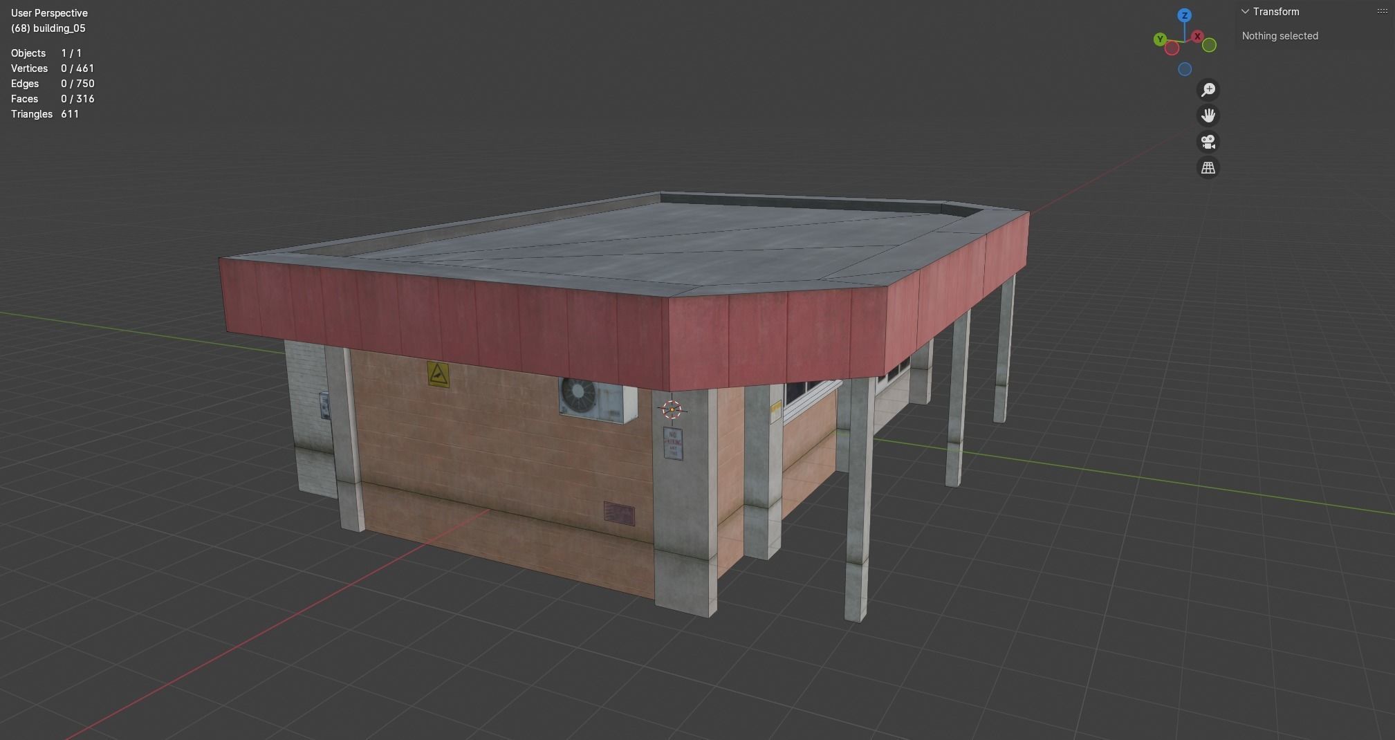 Building City Work Street Low-poly 3D model VR Low-poly 3D model_5