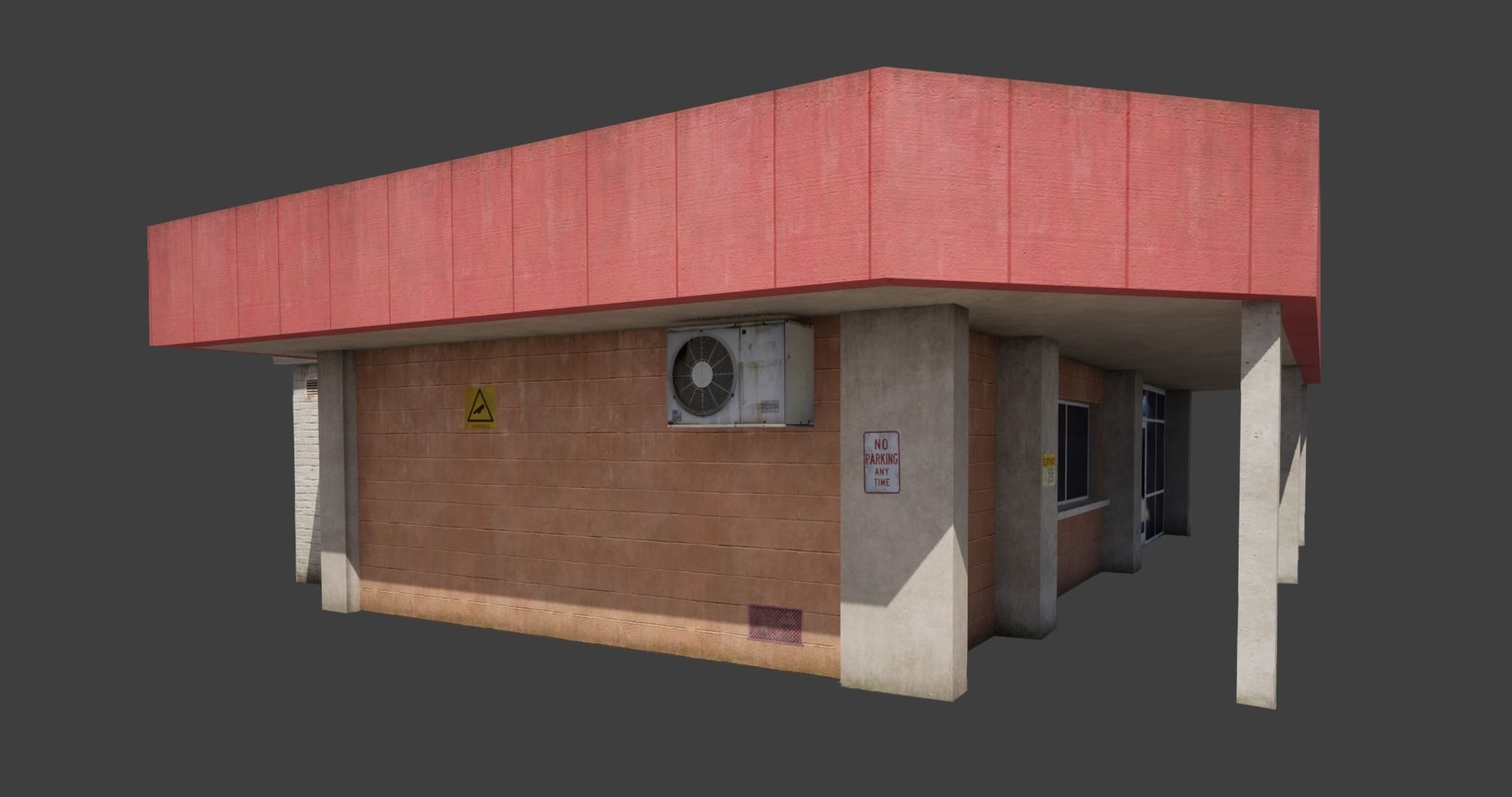 Building City Work Street Low-poly 3D model VR Low-poly 3D model_2