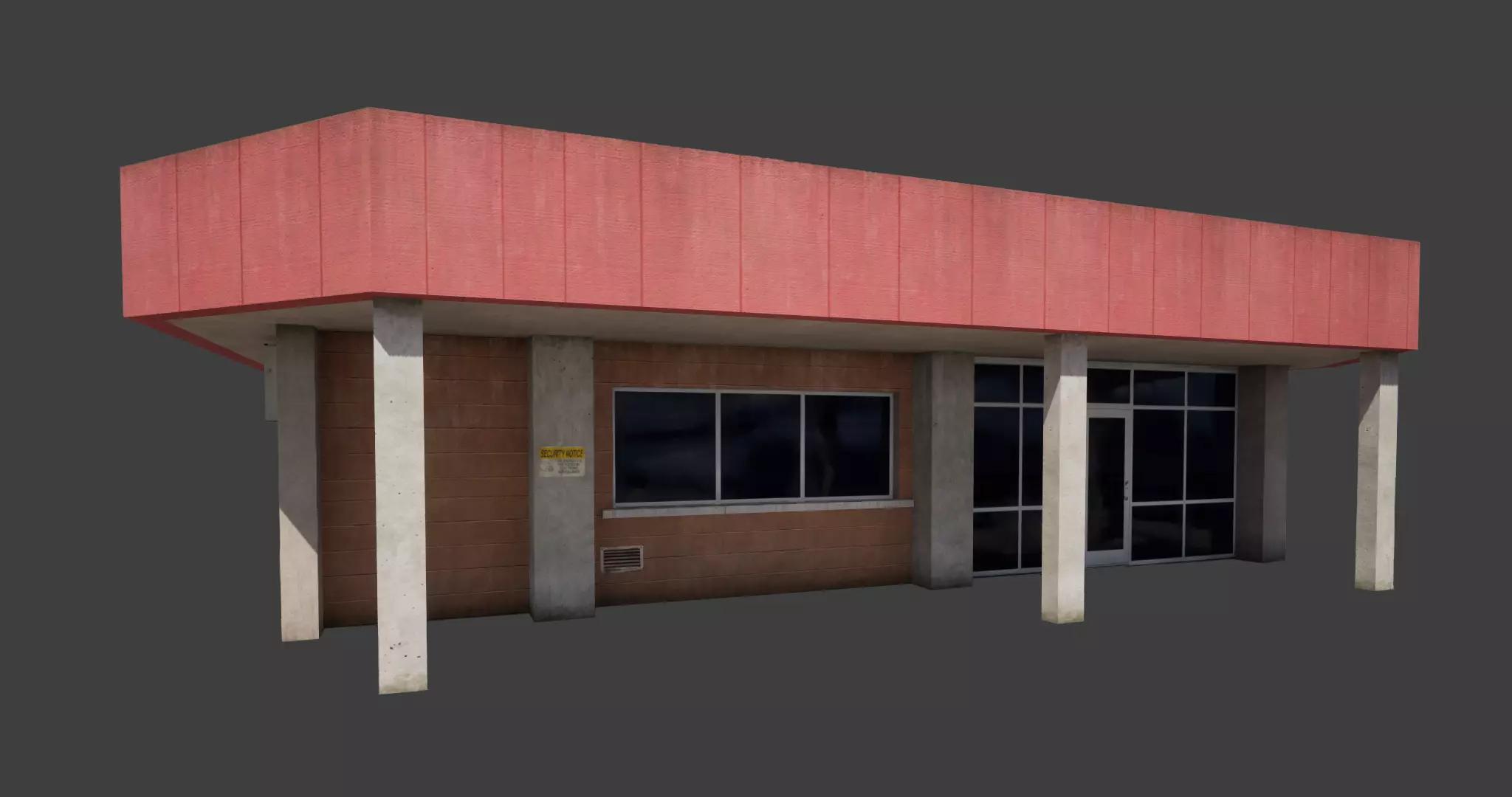 Building City Work Street Low-poly 3D model VR Low-poly 3D model_0