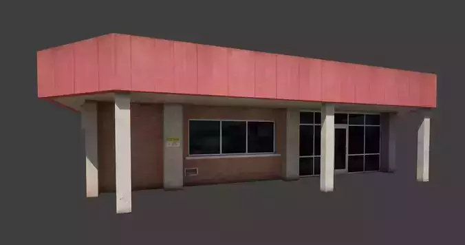 Building City Work Street Low-poly 3D model VR Low-poly 3D model