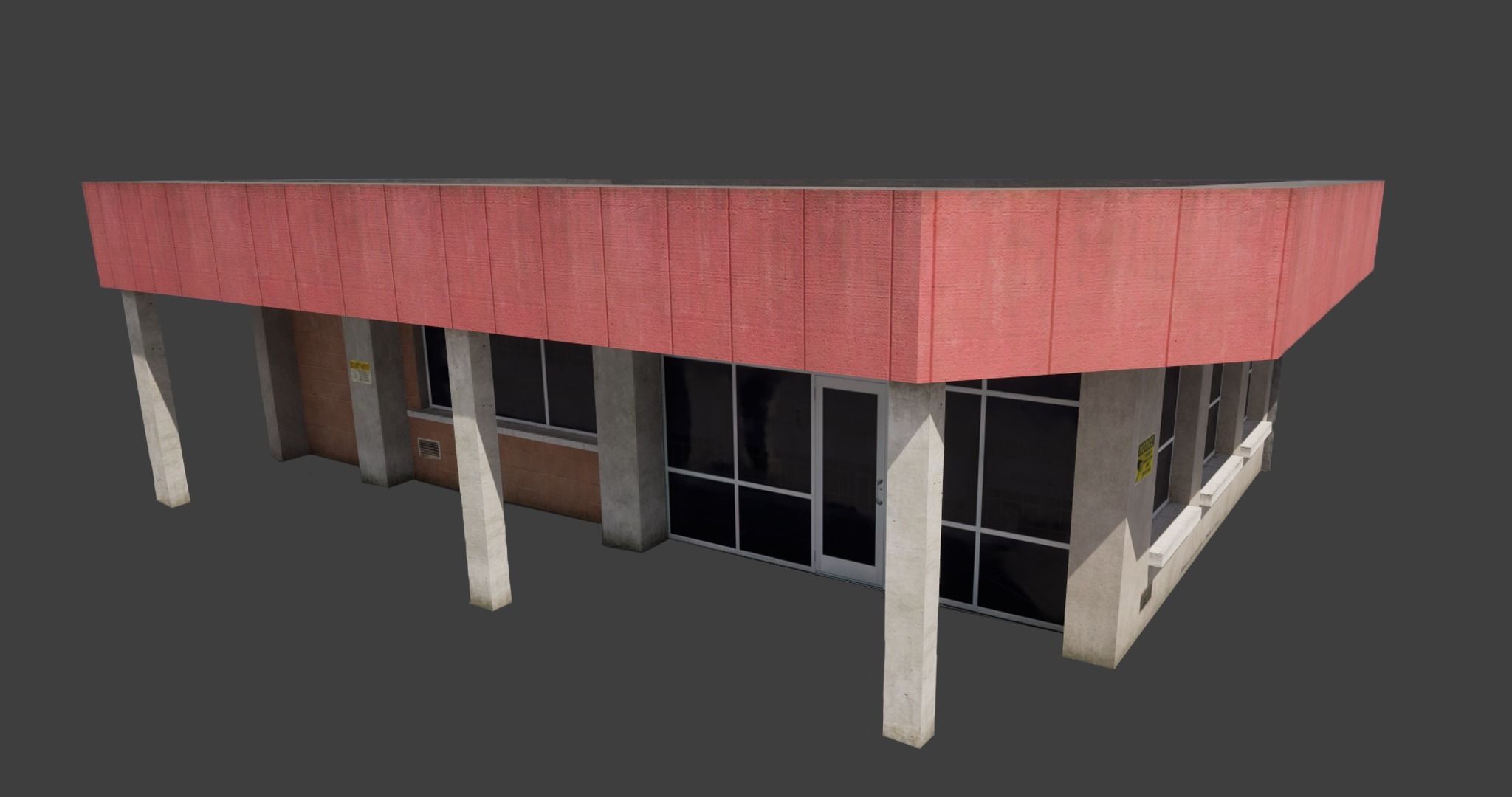 Building City Work Street Low-poly 3D model VR Low-poly 3D model_1