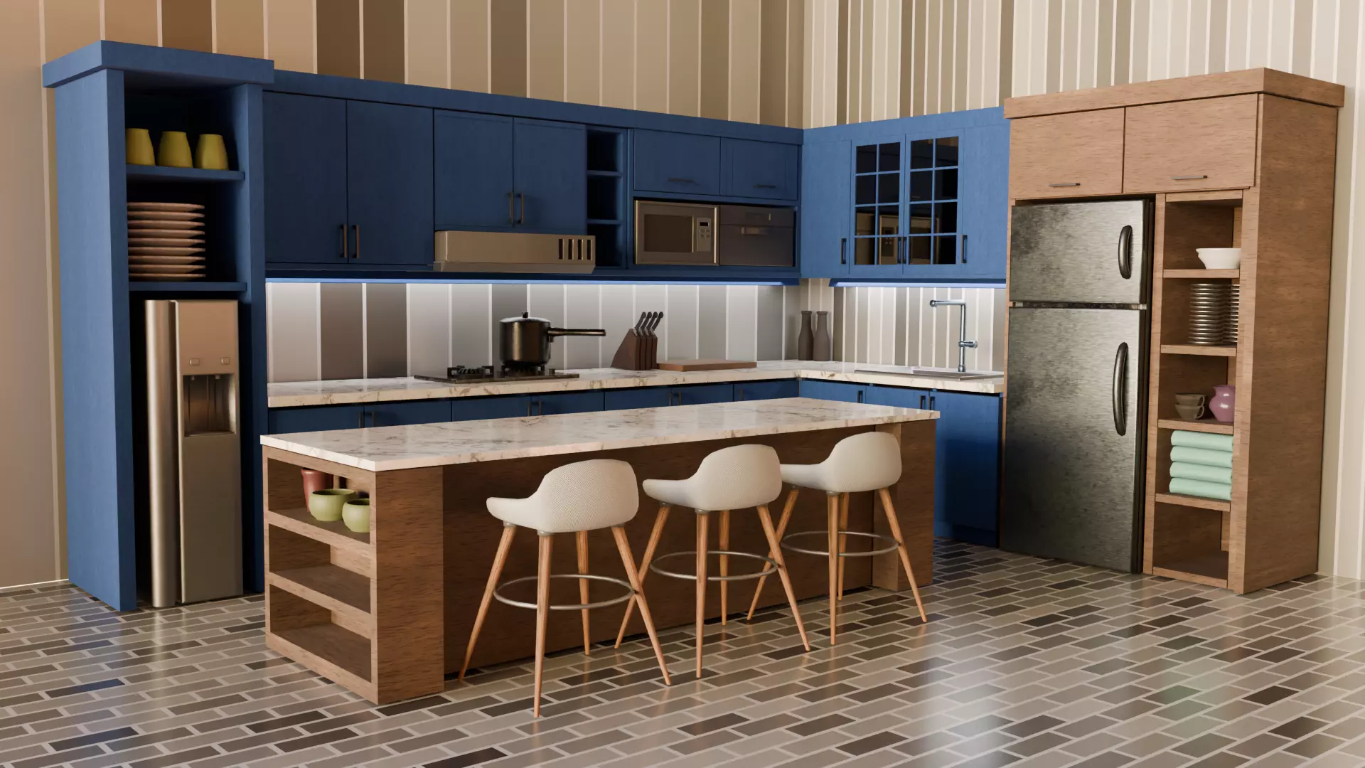 Kitchen Set 1 Furniture Interior 3D model Low-res Low-poly 3D model