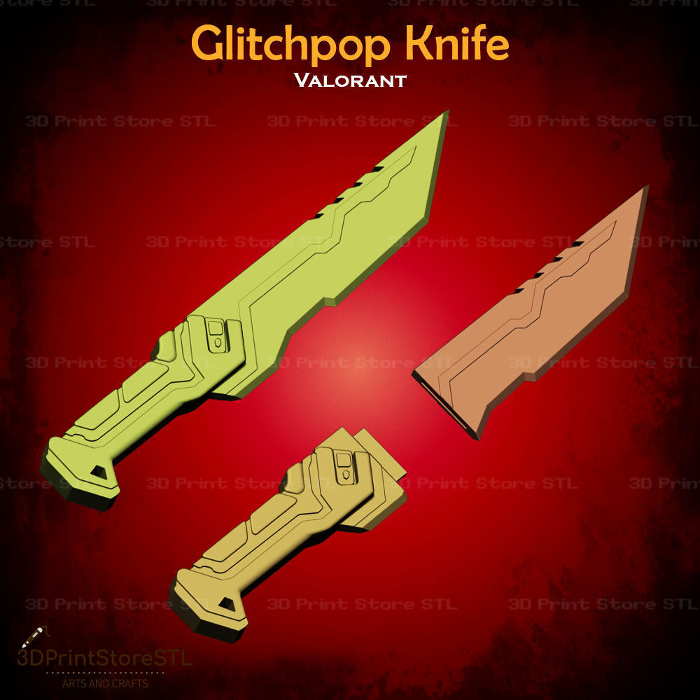 Glitchpop Knife Cosplay Valorant - STL File 3D print model_3