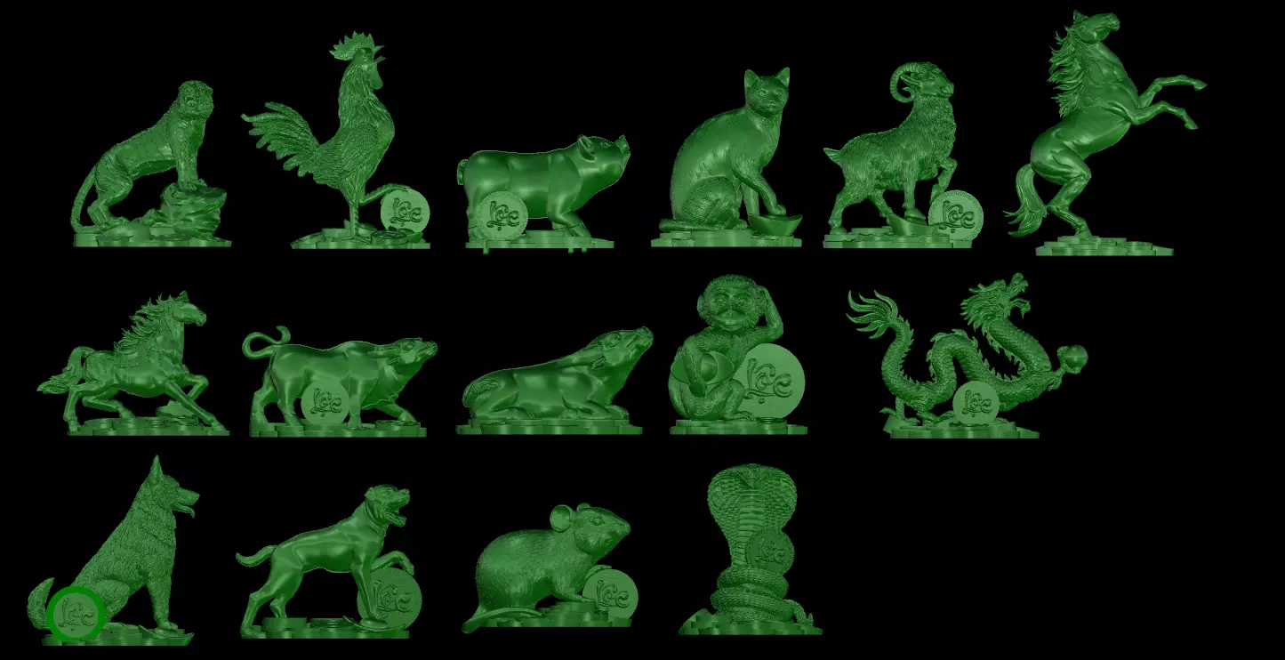 12 Zodiac hight poly 3D print model