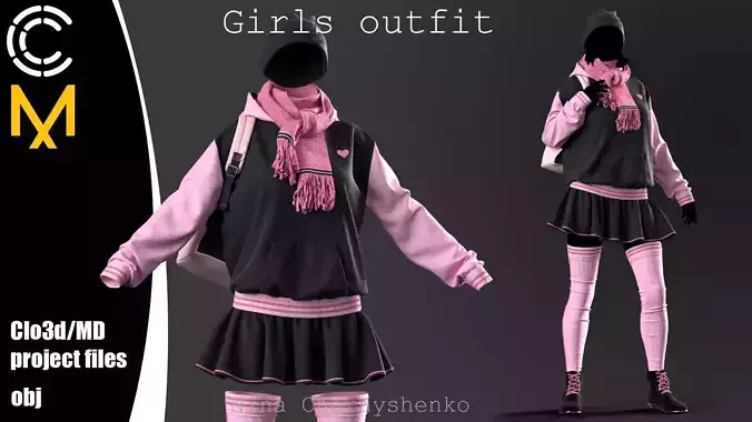Girls outfit - Marvelous Designer project and OBJ