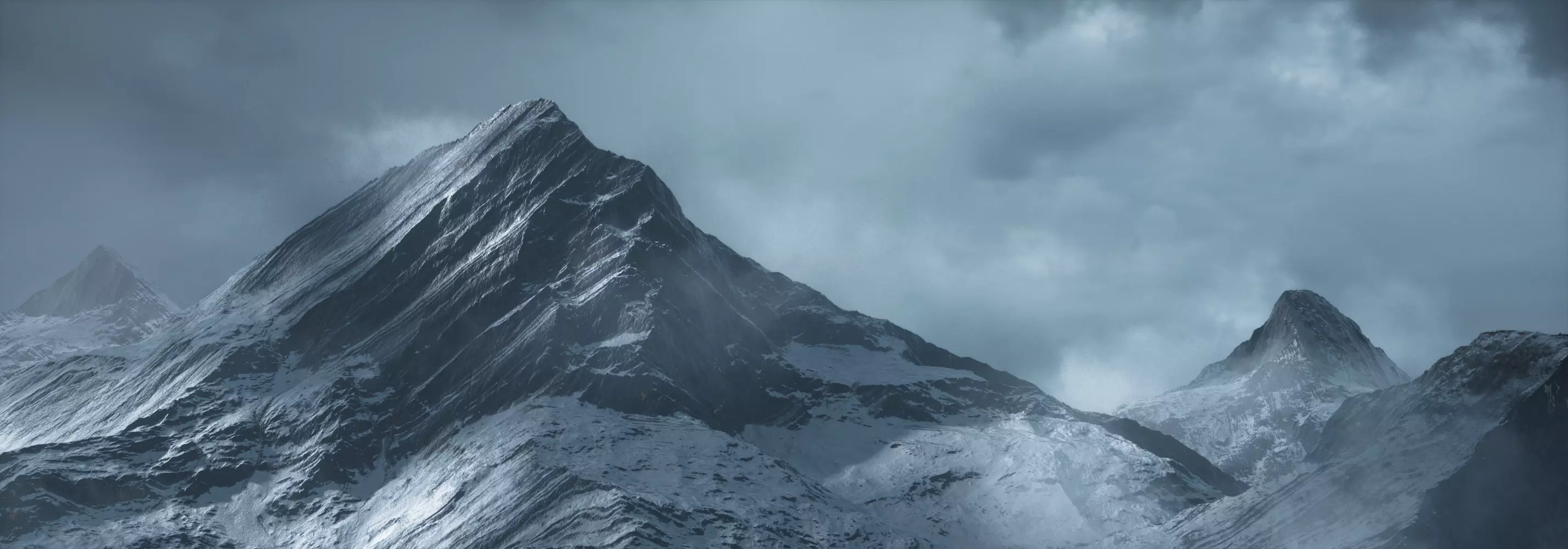 Snow mountain peak topography 3D model