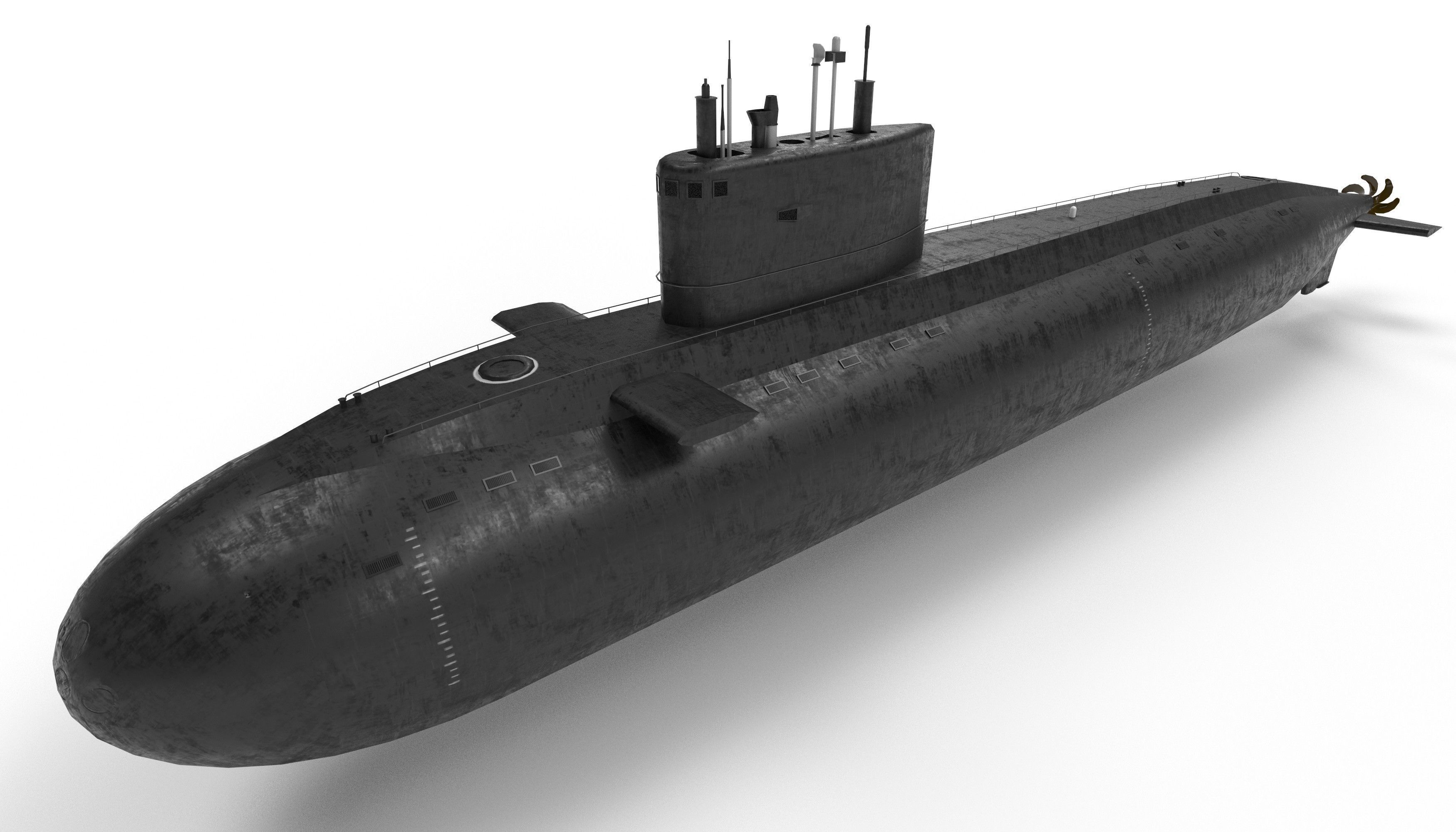 kilo class submarine Low-poly 3D model_8