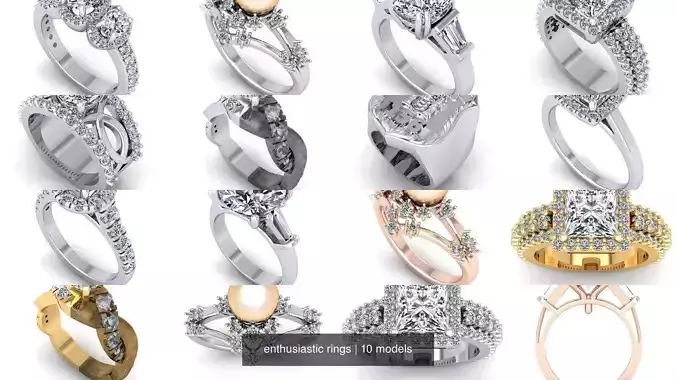 enthusiastic rings 3D Model Collection