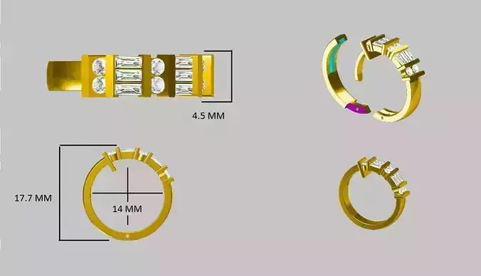 Diamond hoop earring for women 3D model