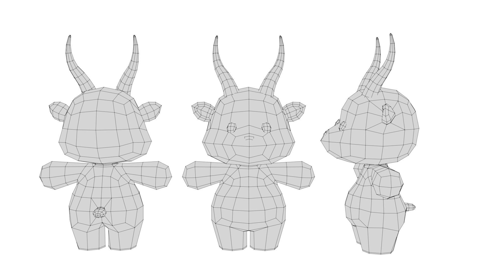 Rigged Cartoon Antelope Low-poly 3D model_5