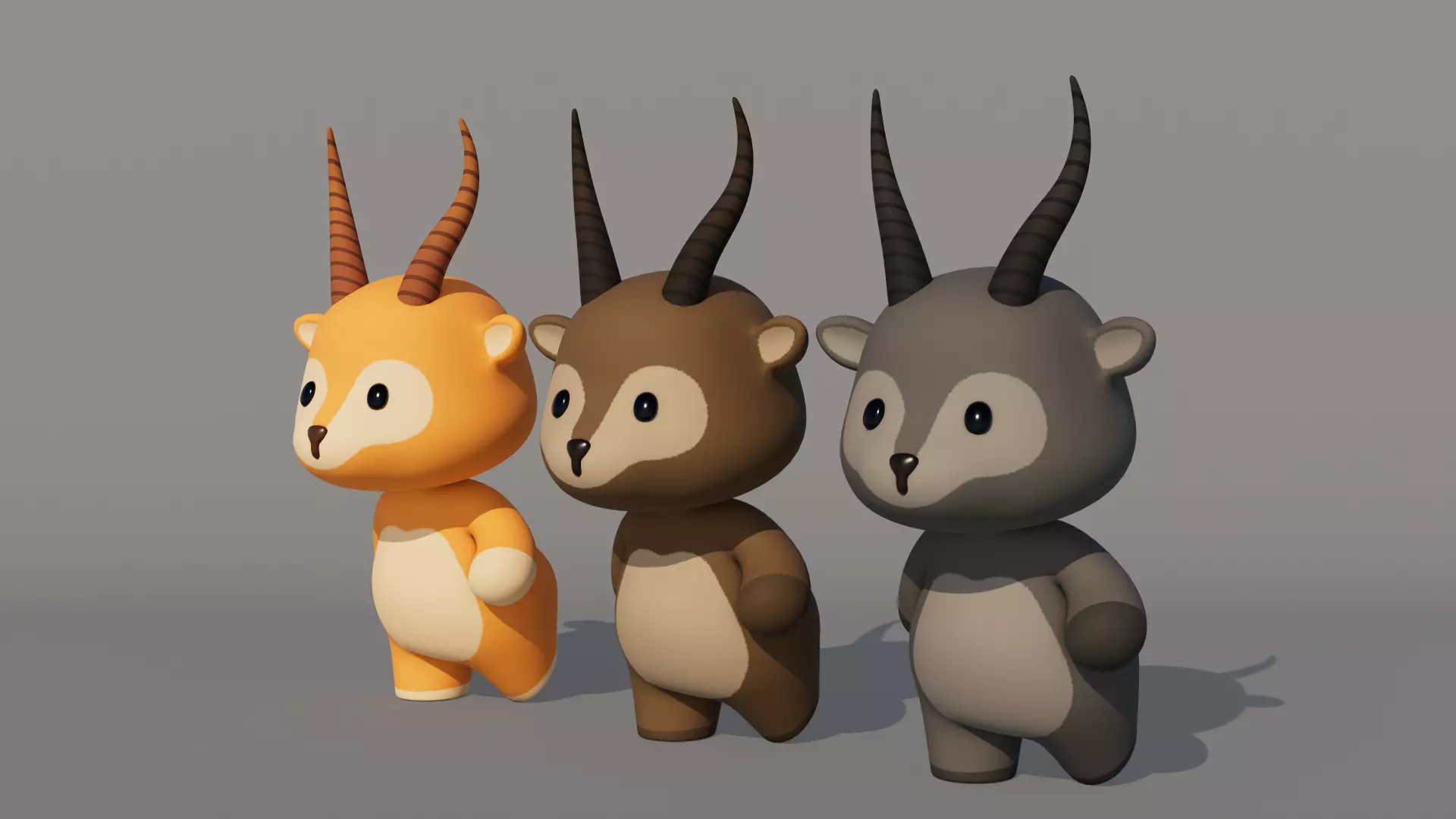 Rigged Cartoon Antelope Low-poly 3D model_0