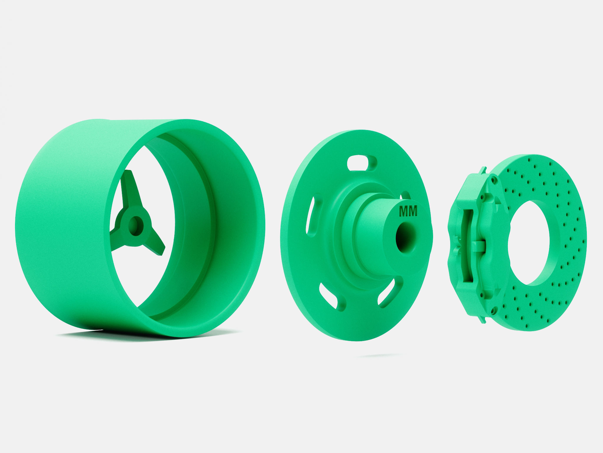 15x10 Kidney Bean Wheel and Brake 3D print model_4