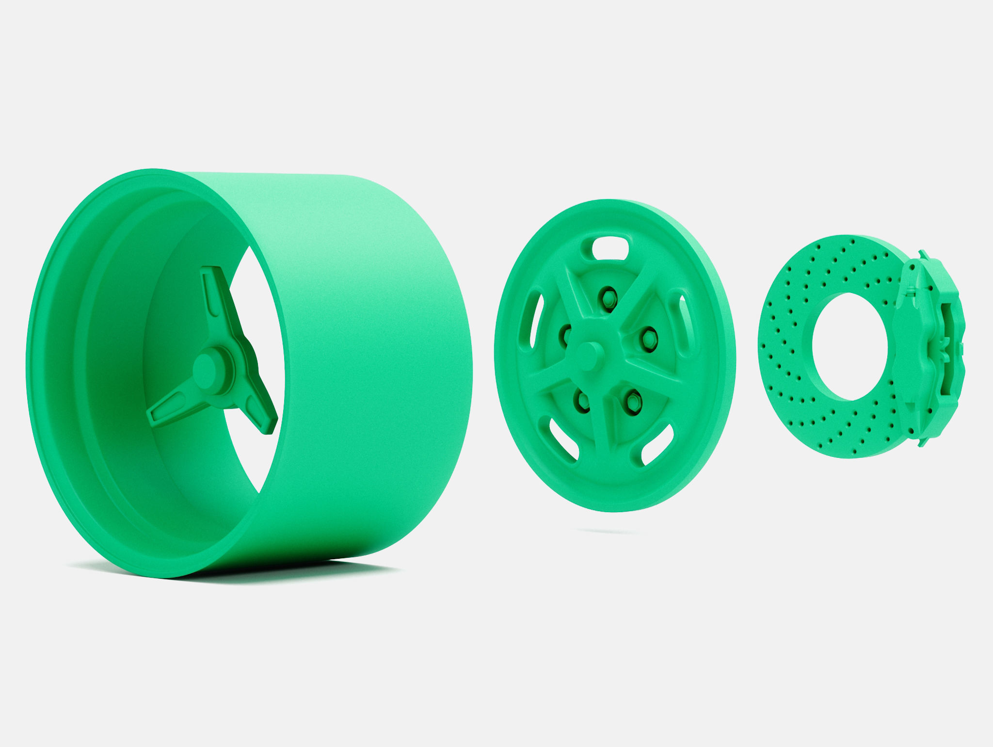 15x10 Kidney Bean Wheel and Brake 3D print model_3