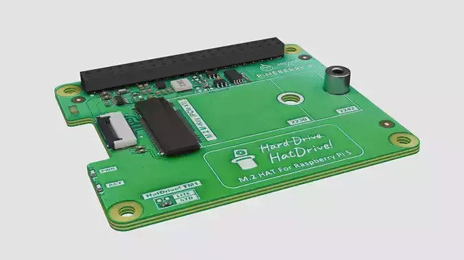 Pineberry pi M2 HAT  Low-poly 3D model