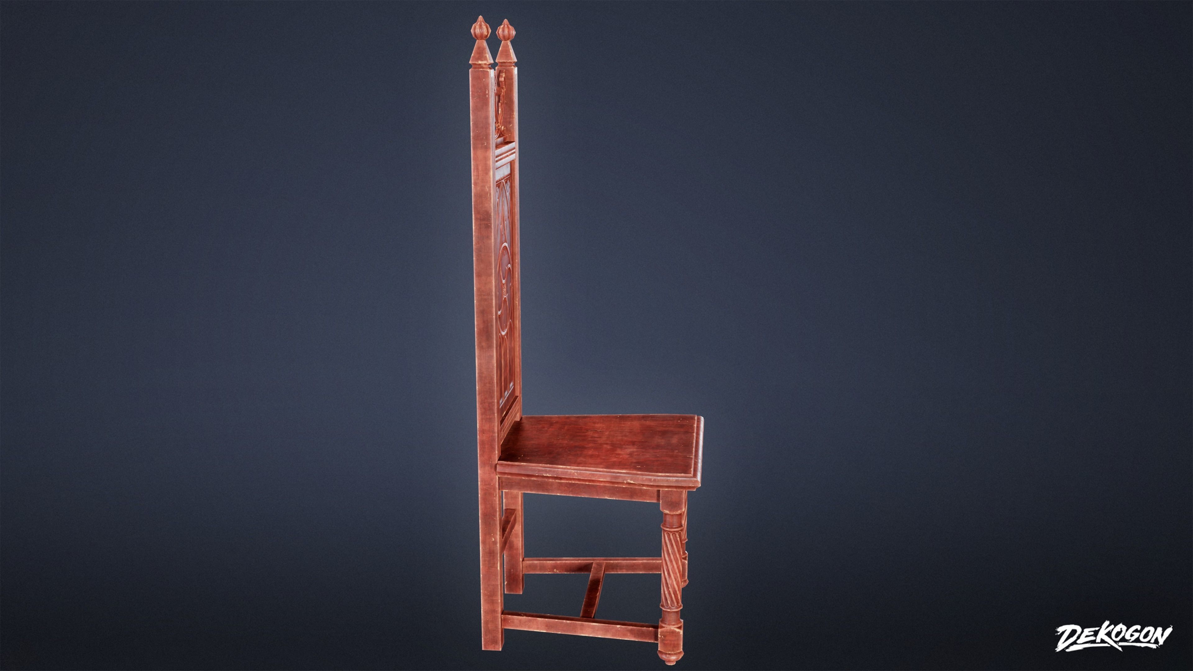 MEDIEVAL - Chair 18 - LOW POLY Low-poly 3D model_1