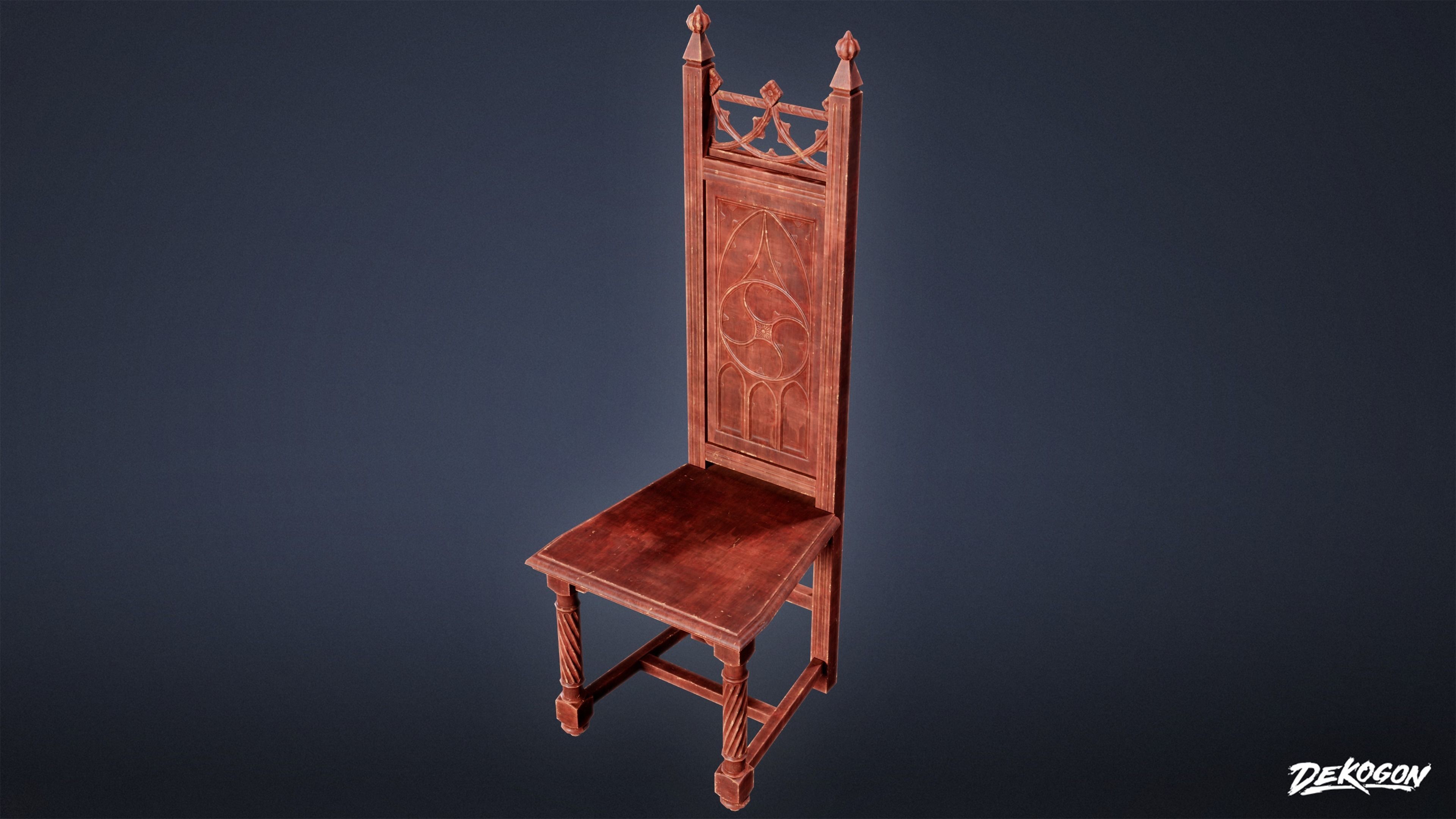 MEDIEVAL - Chair 18 - LOW POLY Low-poly 3D model_4