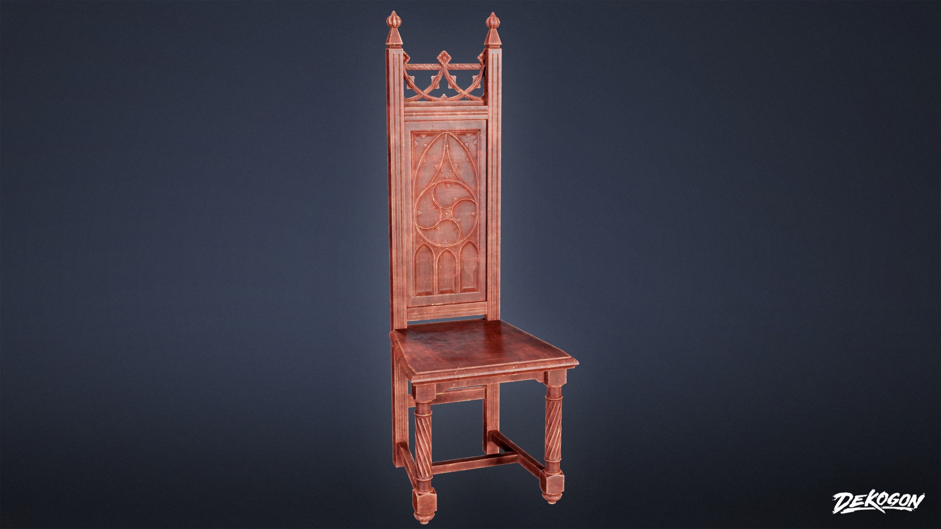 MEDIEVAL - Chair 18 - LOW POLY Low-poly 3D model_2