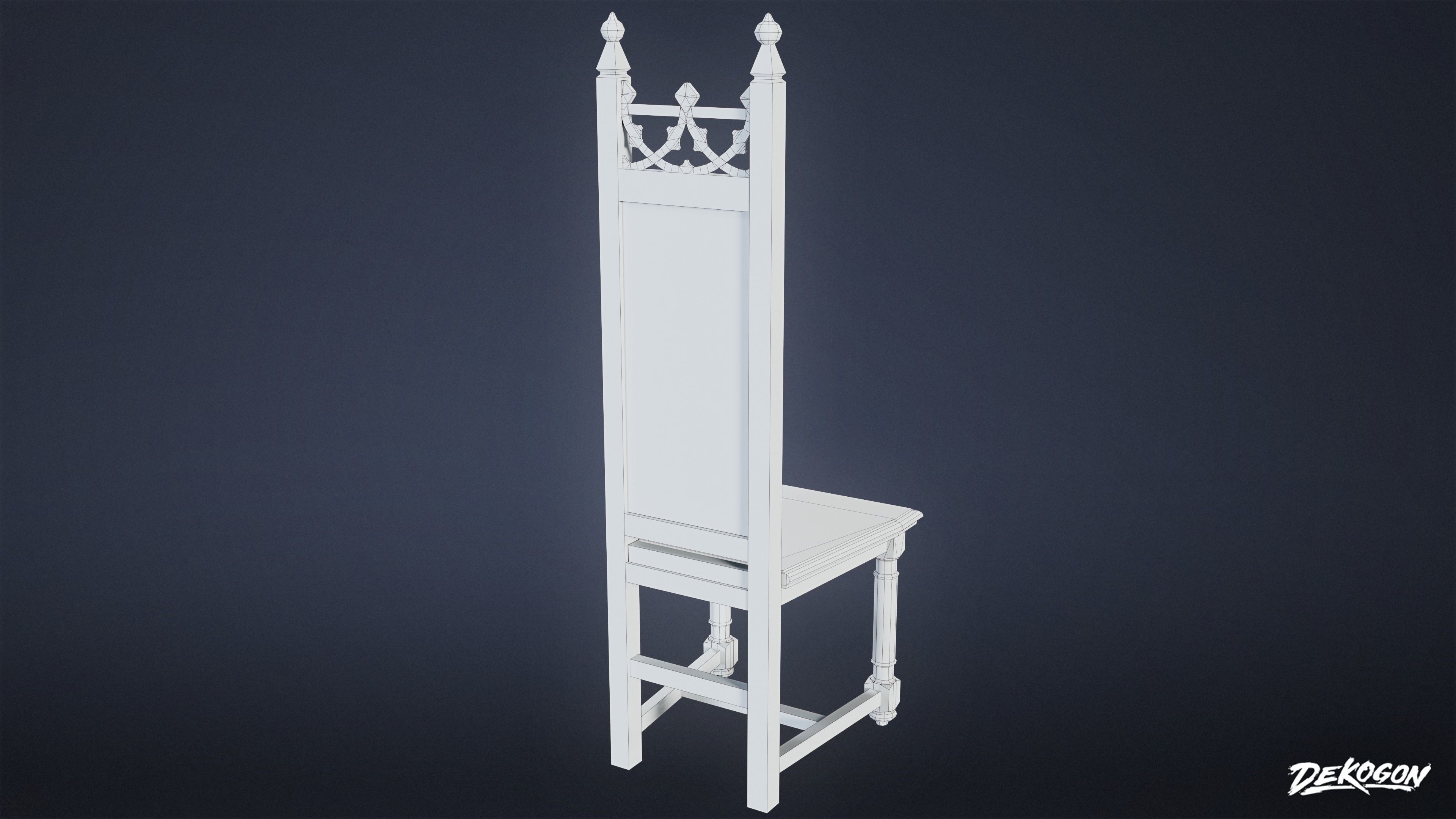 MEDIEVAL - Chair 18 - LOW POLY Low-poly 3D model_9