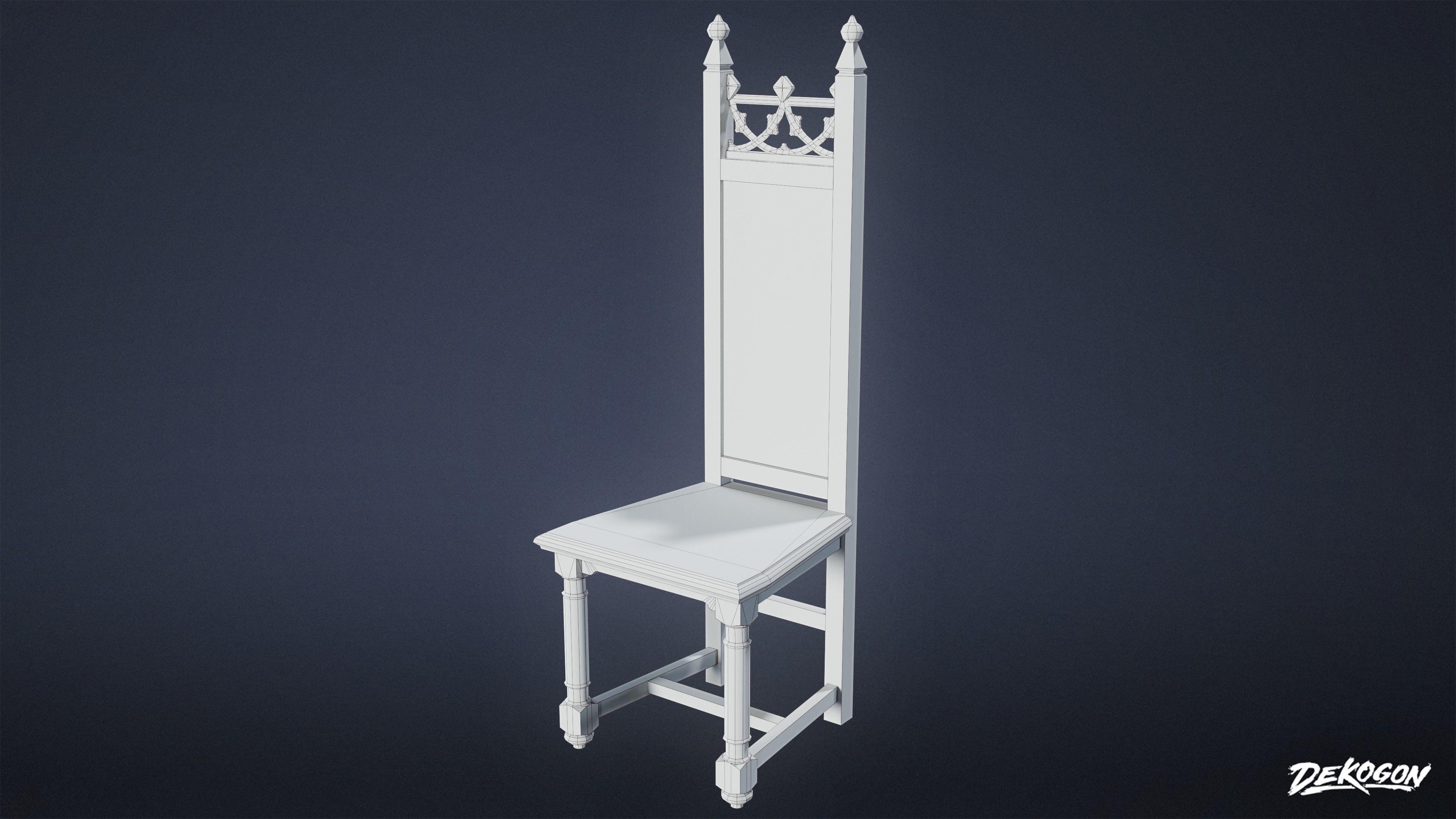 MEDIEVAL - Chair 18 - LOW POLY Low-poly 3D model_7