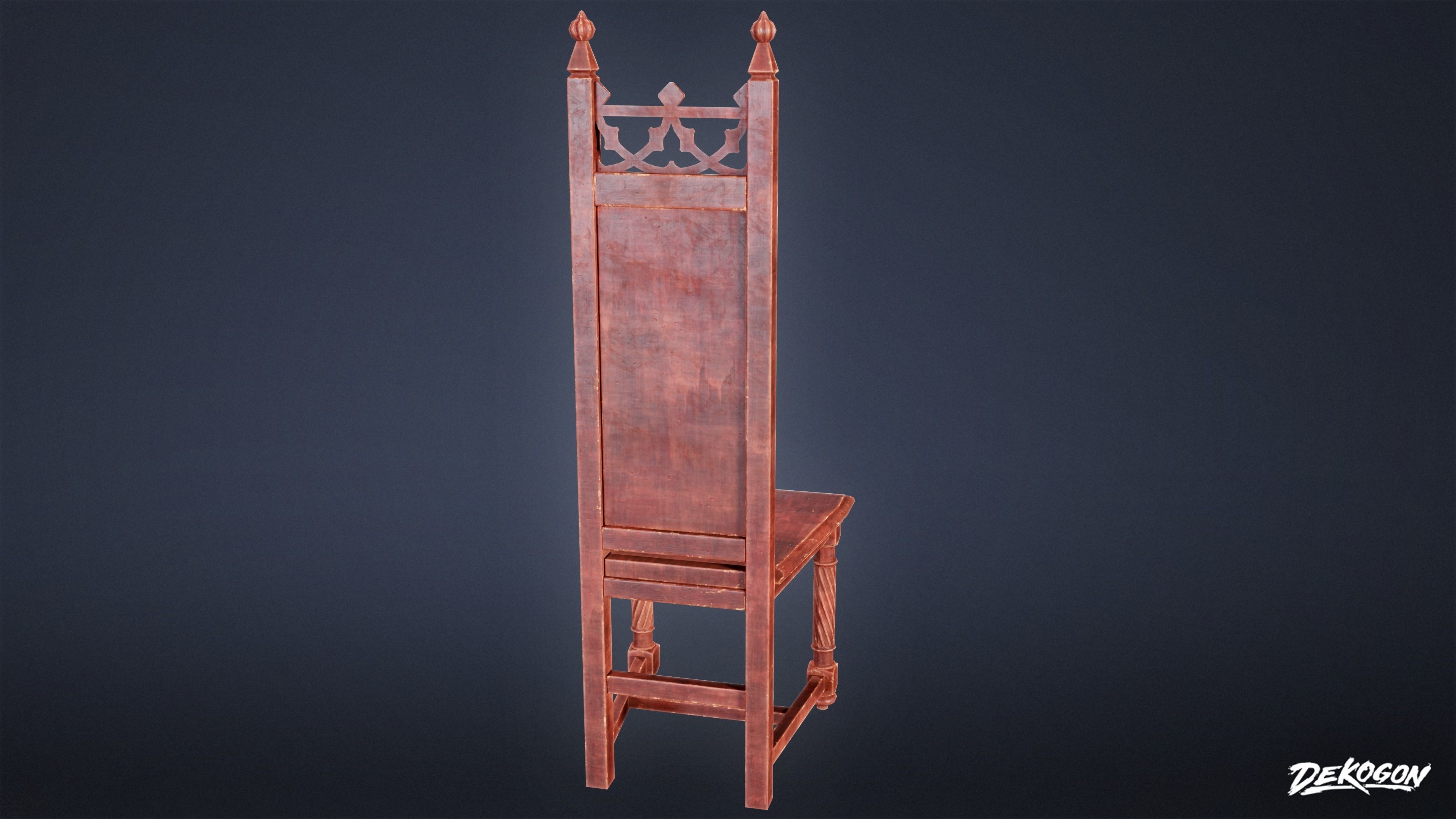 MEDIEVAL - Chair 18 - LOW POLY Low-poly 3D model_8