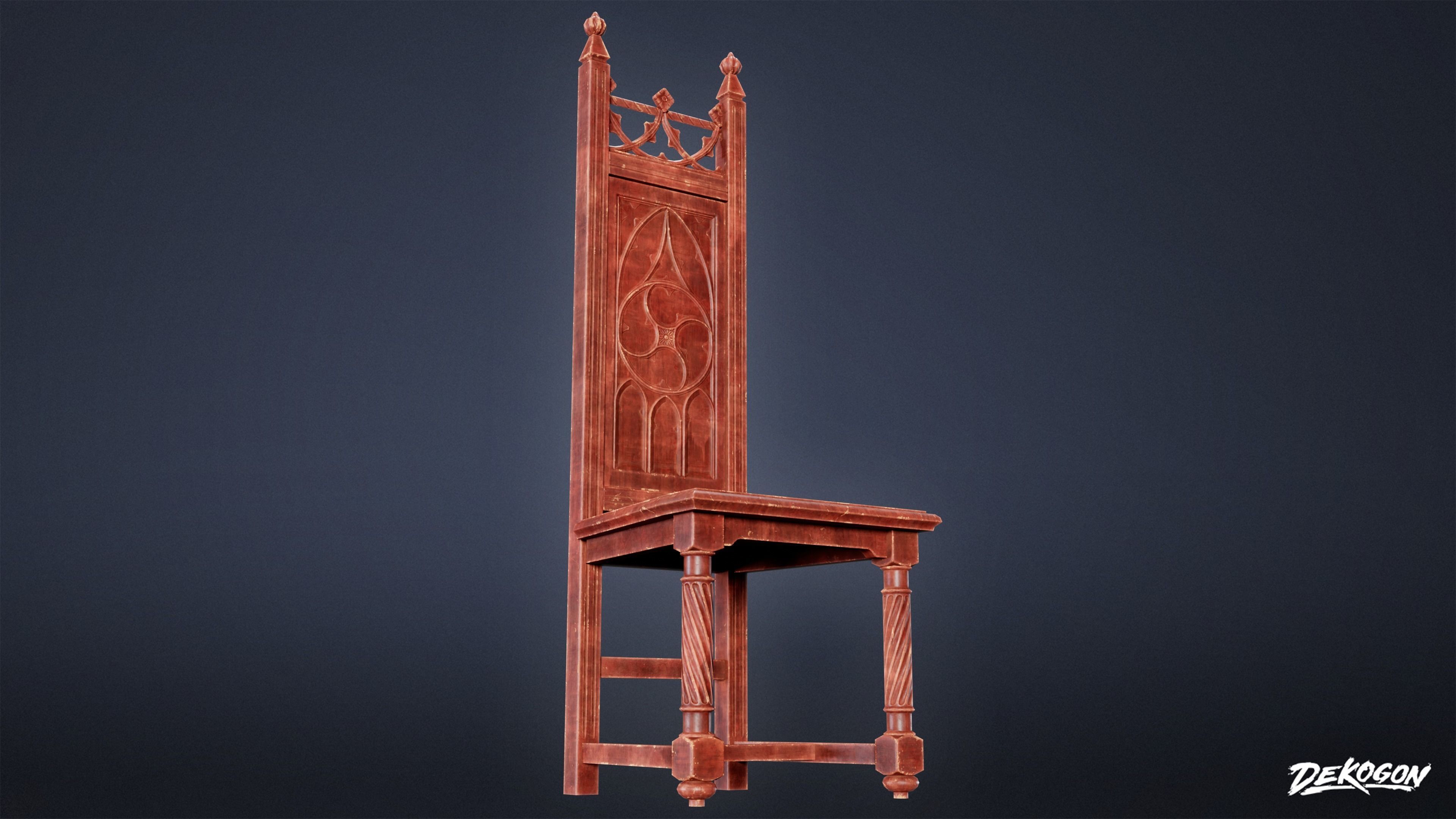MEDIEVAL - Chair 18 - LOW POLY Low-poly 3D model_3