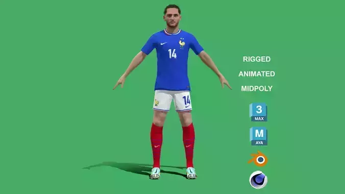 3D Rigged Adrien Rabiot France Euro 2024