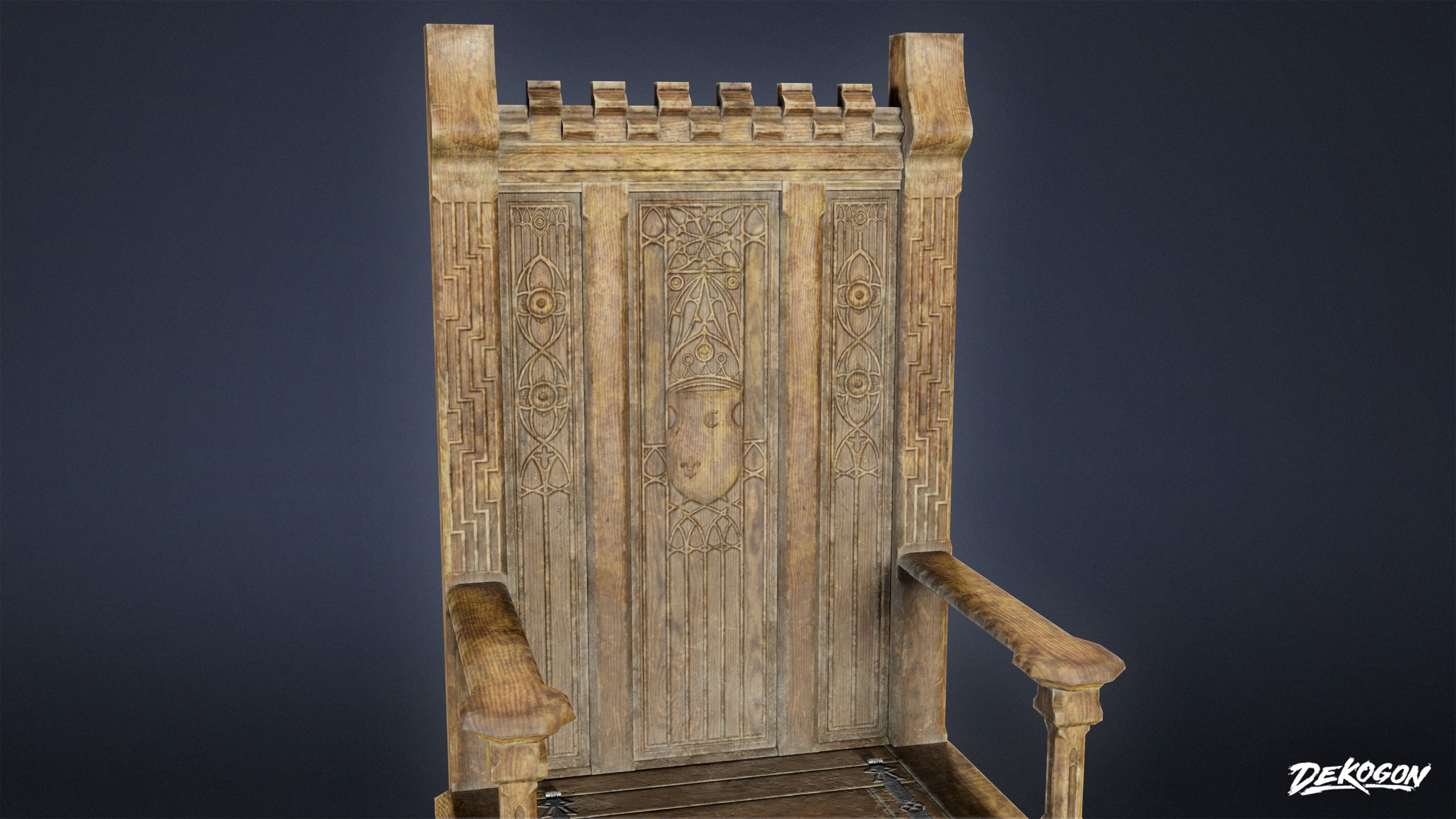 MEDIEVAL - Chair 19 - LOW POLY Low-poly 3D model_6