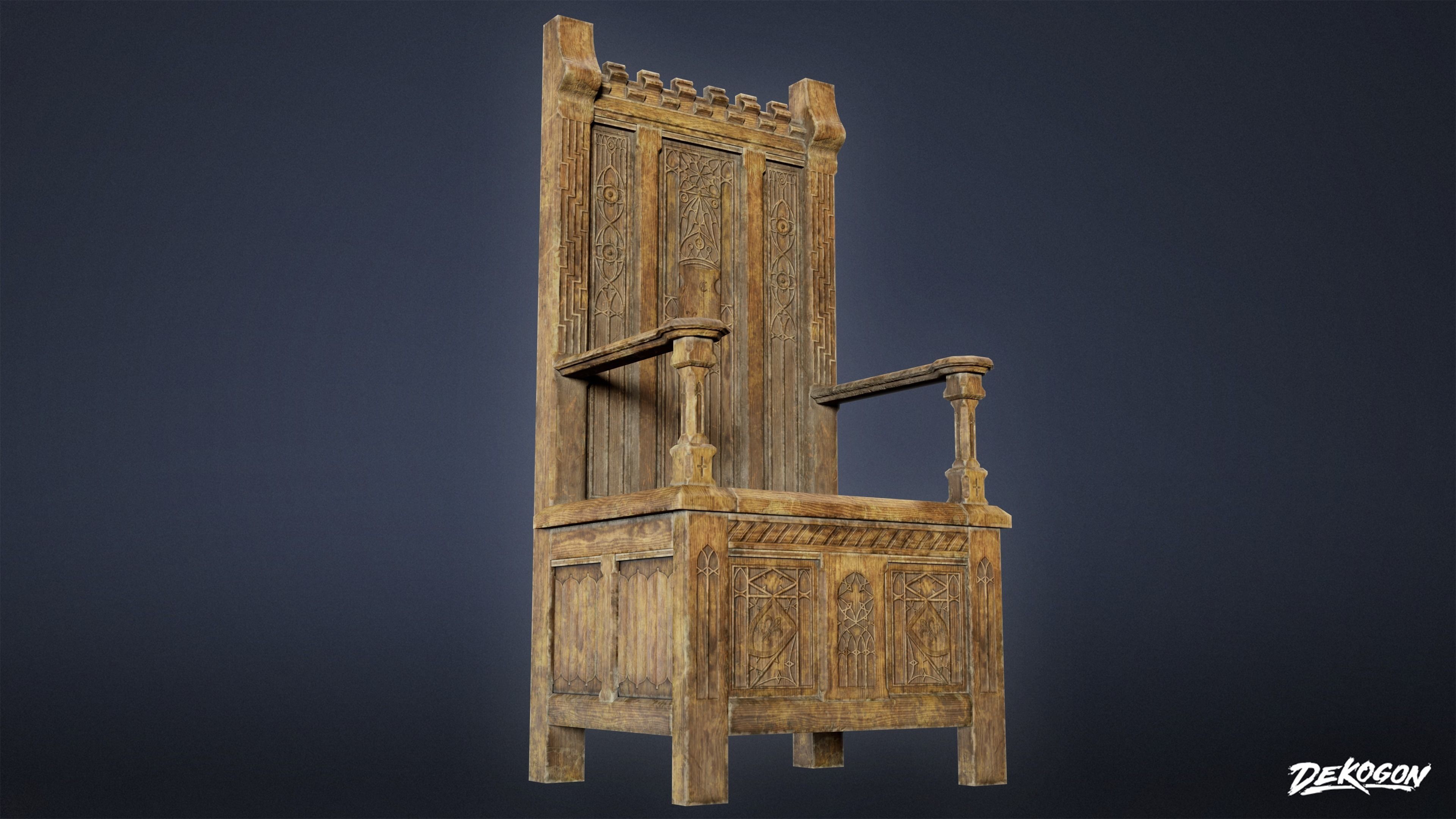 MEDIEVAL - Chair 19 - LOW POLY Low-poly 3D model_5
