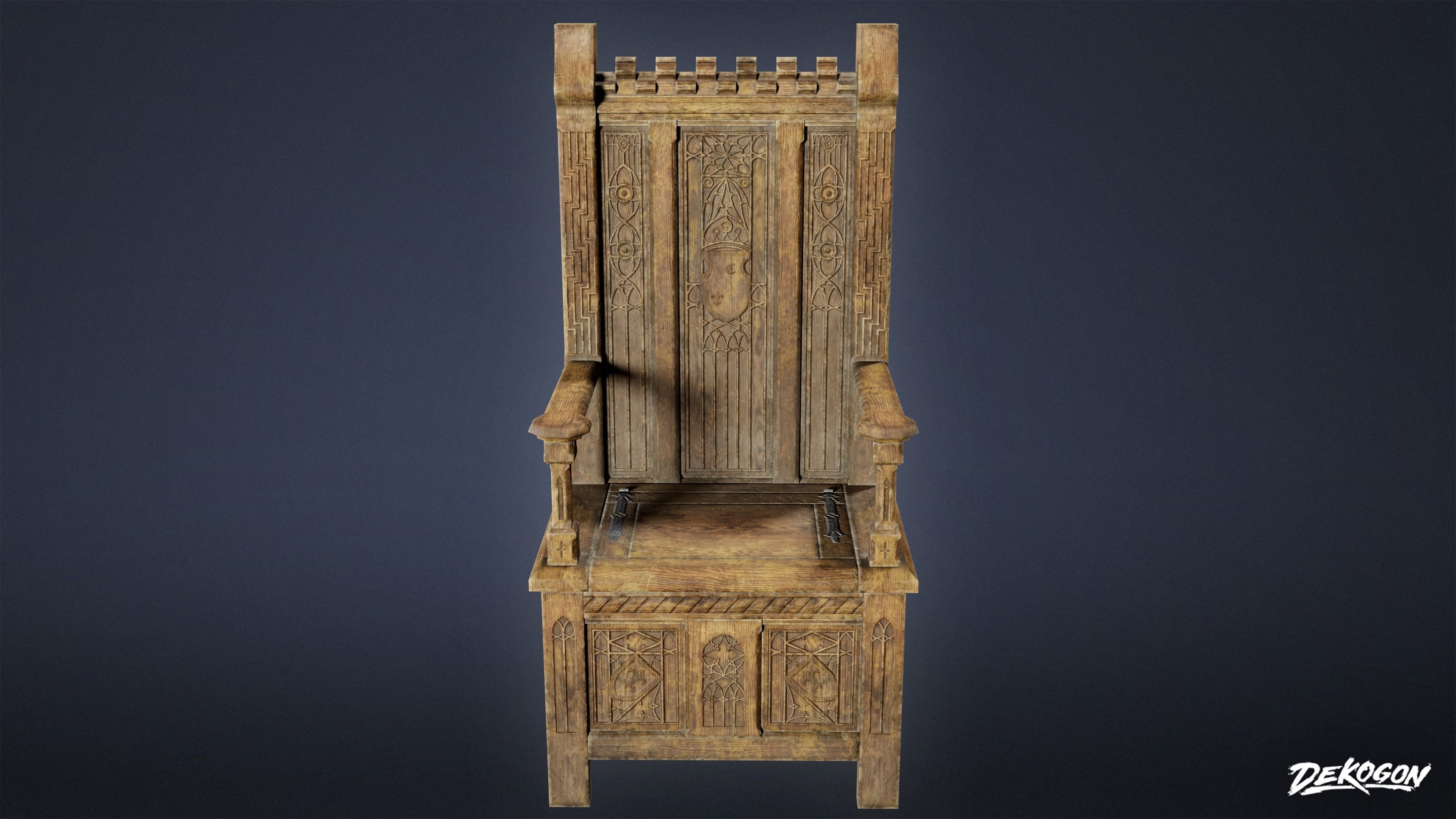 MEDIEVAL - Chair 19 - LOW POLY Low-poly 3D model_3