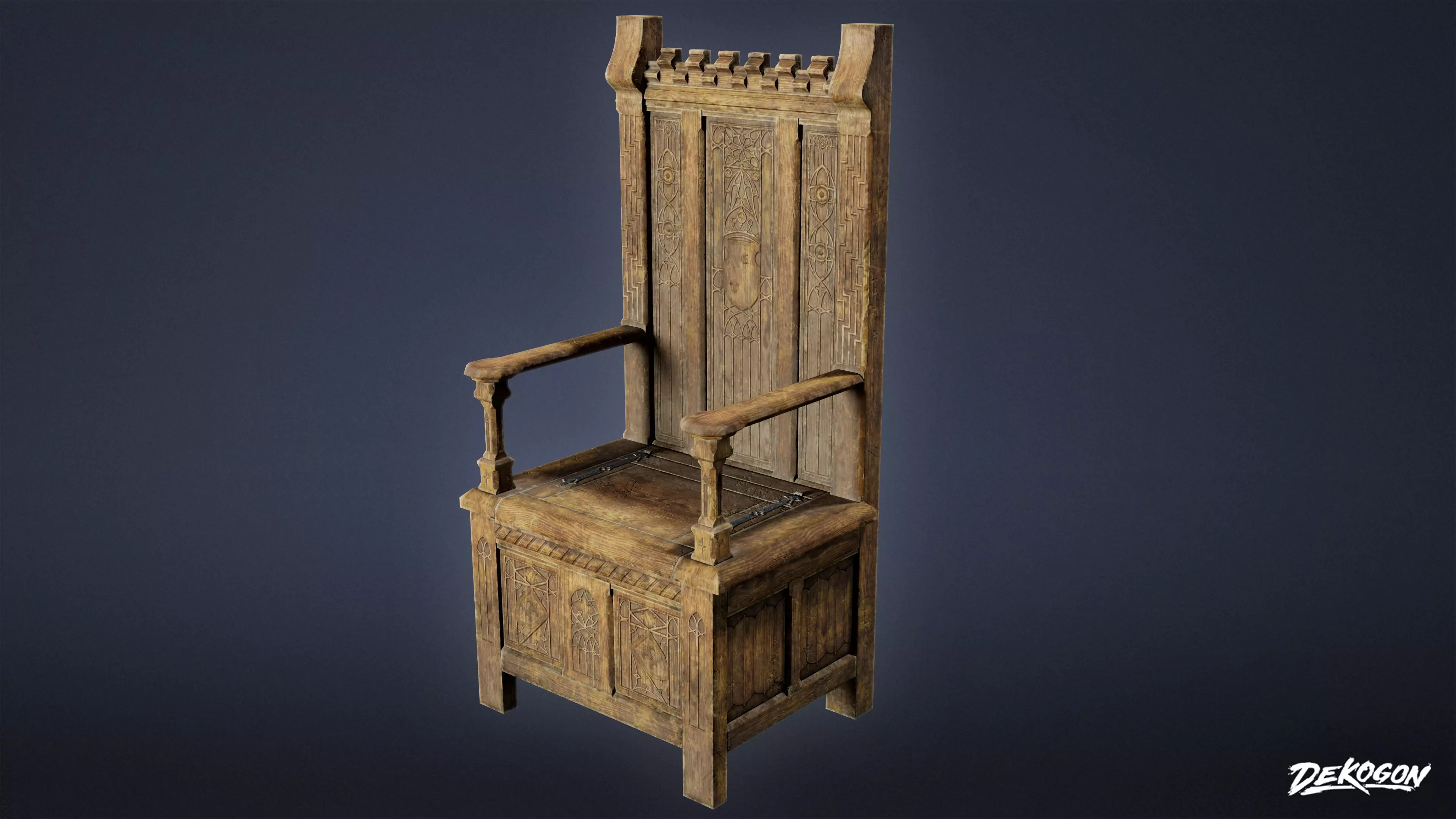 MEDIEVAL - Chair 19 - LOW POLY Low-poly 3D model_0