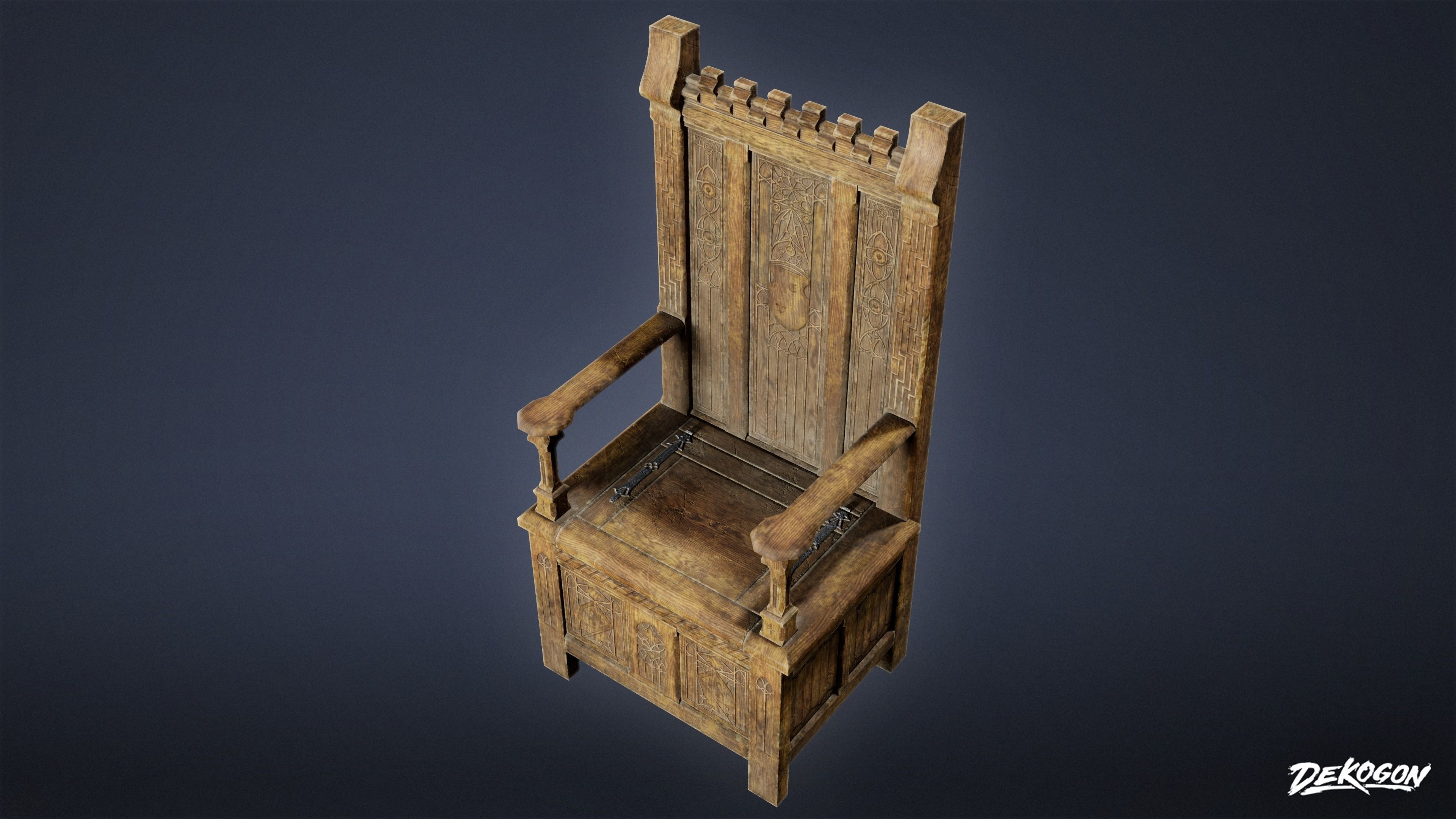 MEDIEVAL - Chair 19 - LOW POLY Low-poly 3D model_4